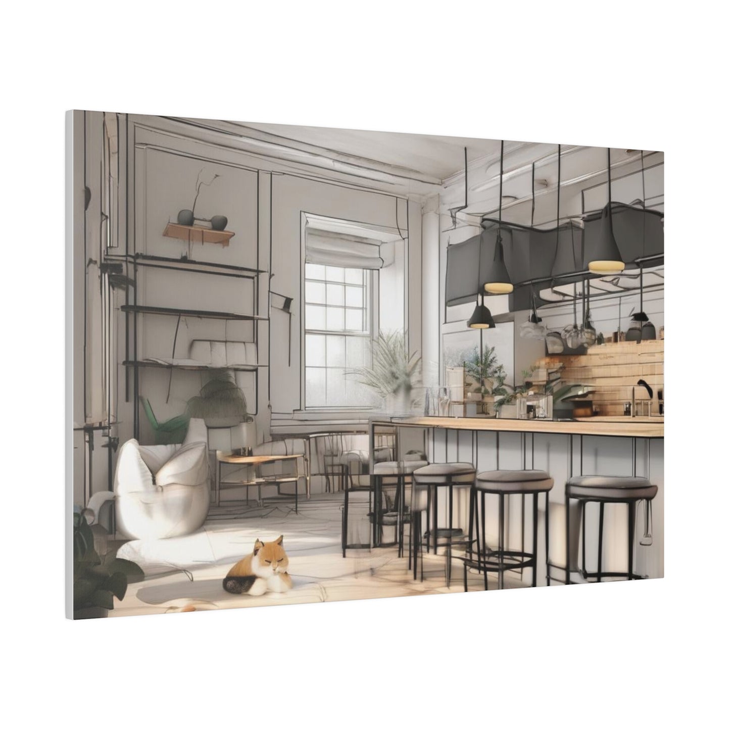 Cat, Kitchen, Matte Canvas, Stretched, 0.75"