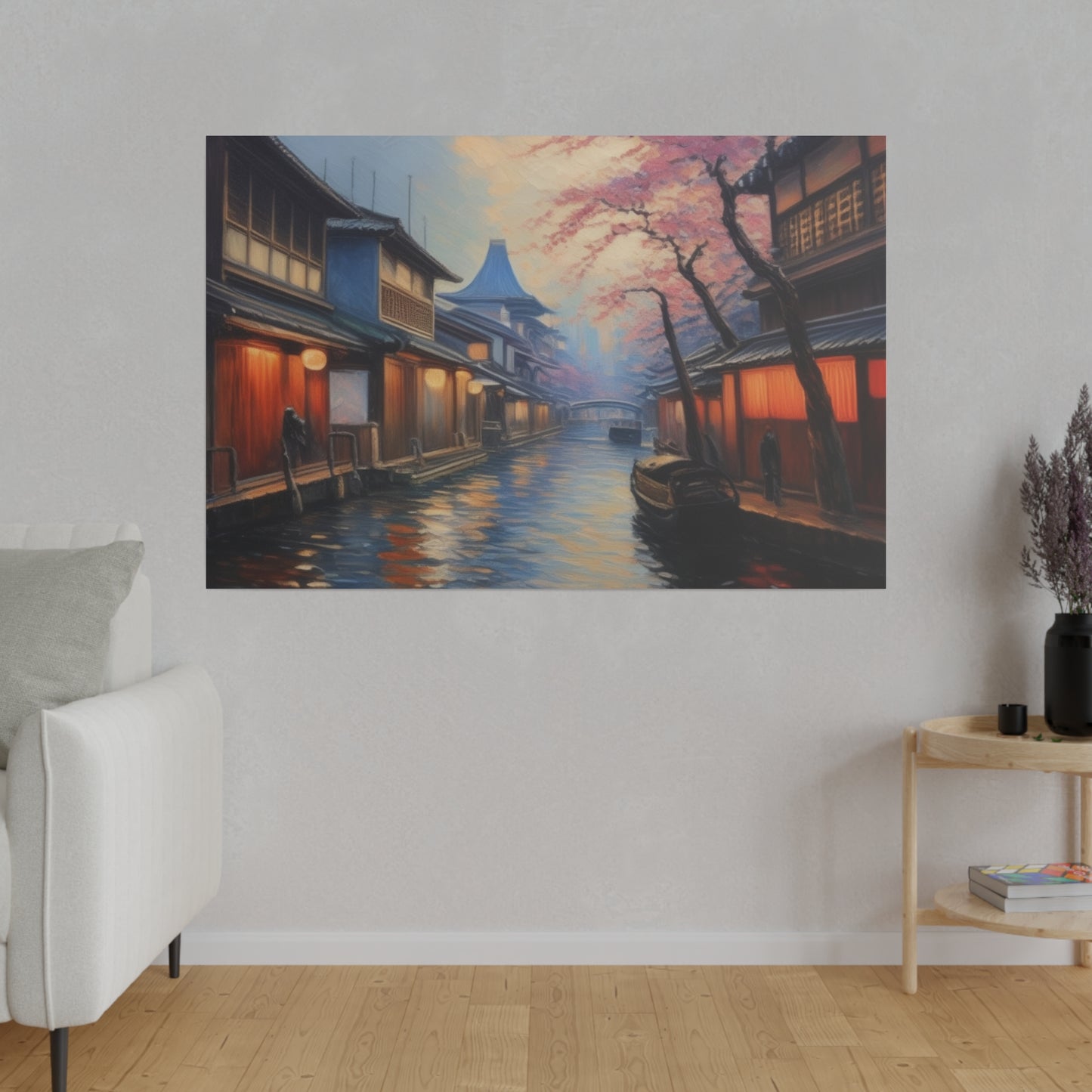 Japanese Canal, Wall Art, Matte Canvas, Stretched, 0.75"