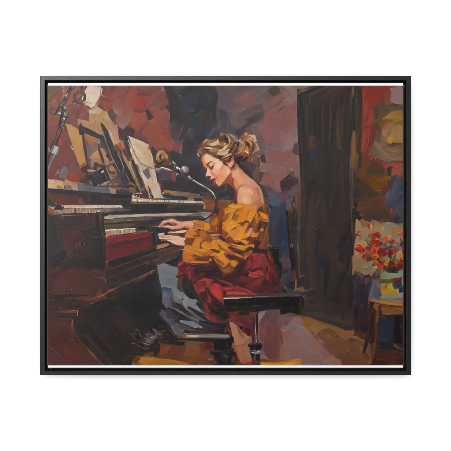 Woman playing piano, Wall Art, Gallery Canvas Wraps, Horizontal Frame