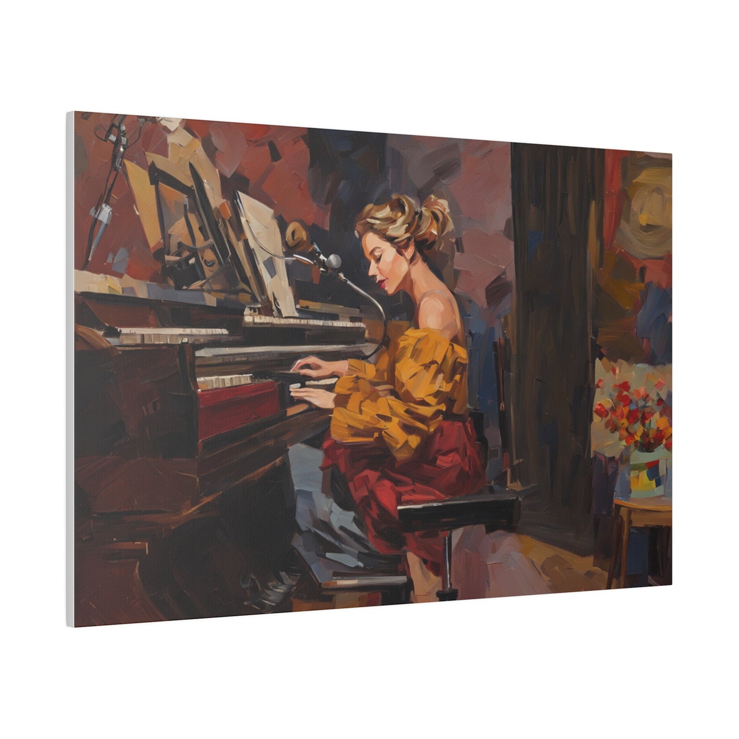 Woman playing piano, Wall Art, Matte Canvas, Stretched, 0.75"