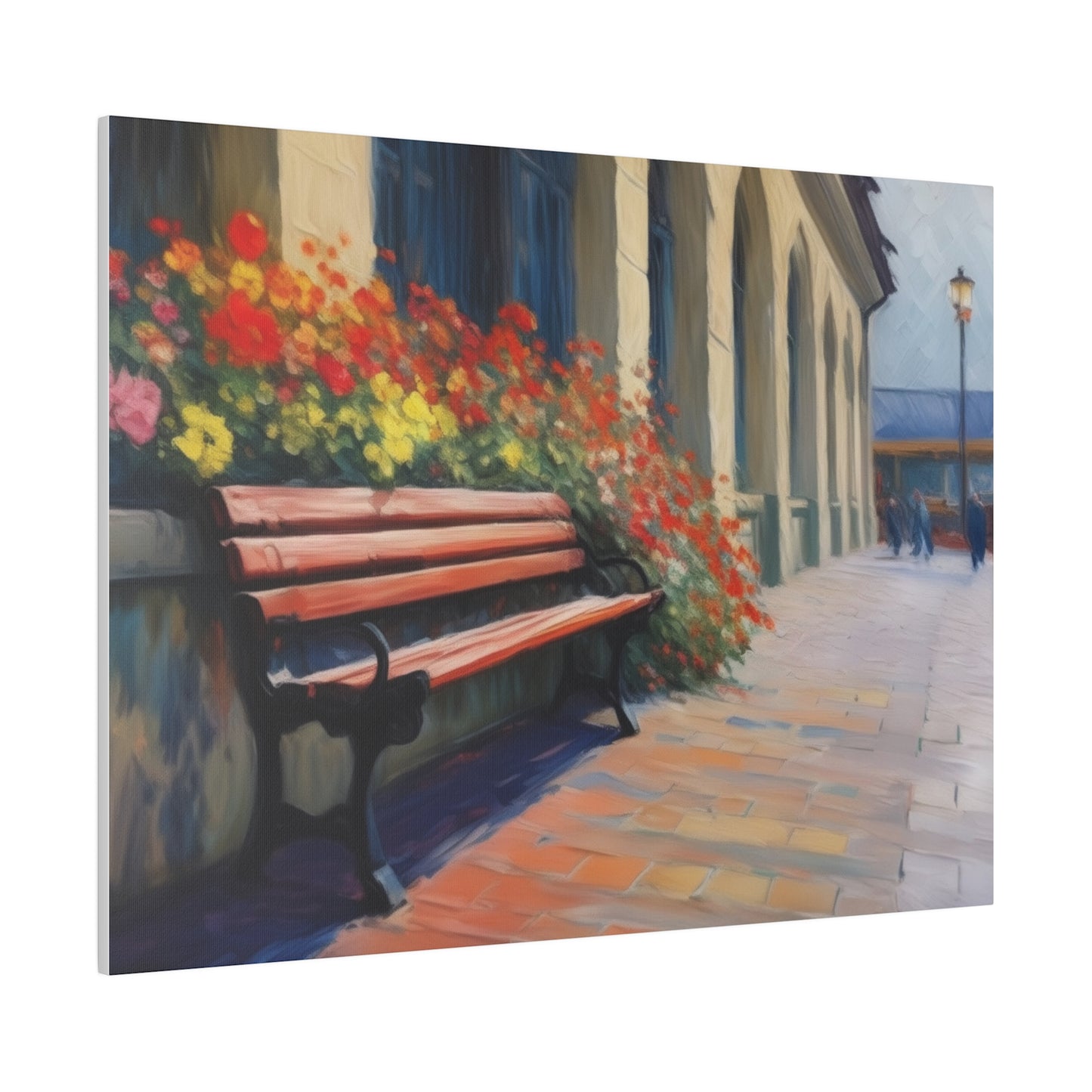 Bench Flowers, Wall Art, Matte Canvas, Stretched, 0.75"