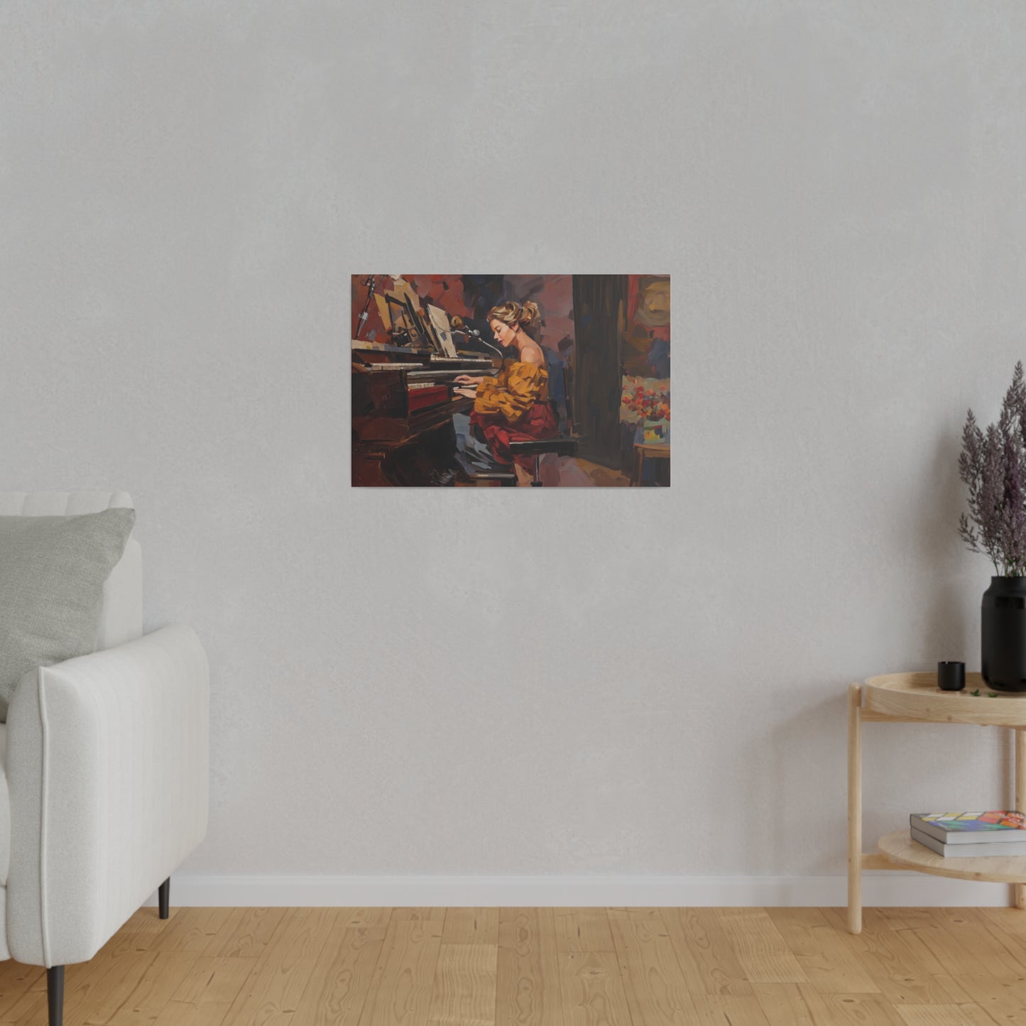 Woman playing piano, Wall Art, Matte Canvas, Stretched, 0.75"