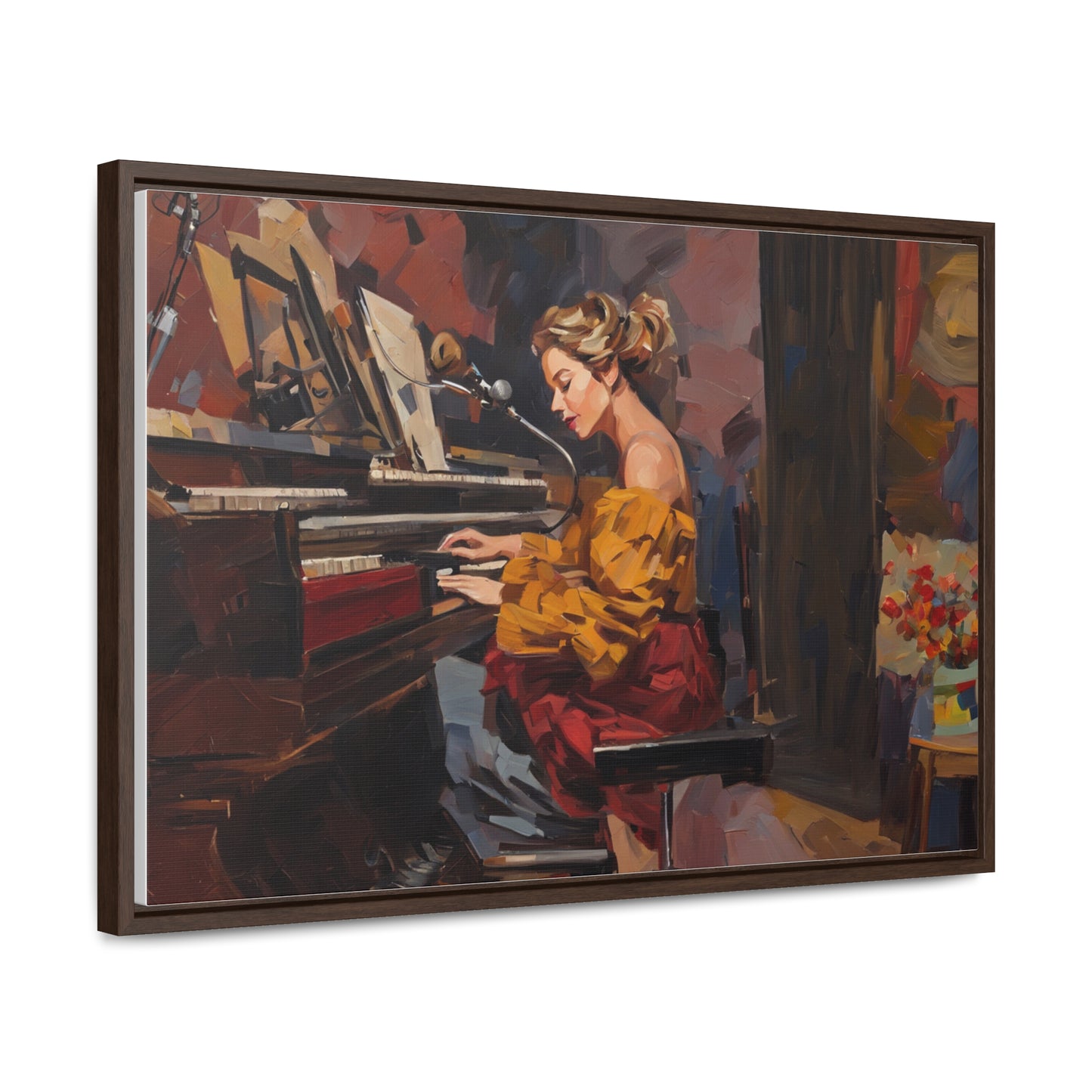 Woman playing piano, Wall Art, Gallery Canvas Wraps, Horizontal Frame