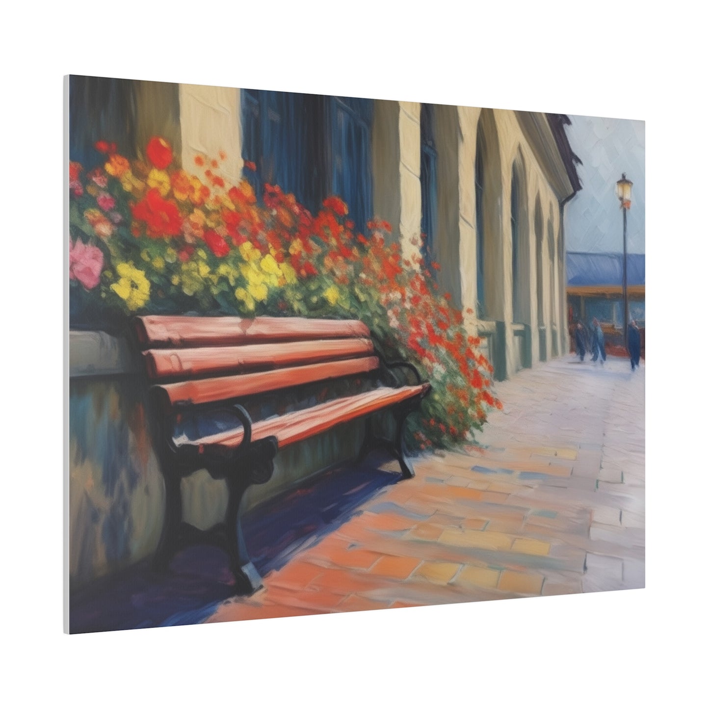 Bench Flowers, Wall Art, Matte Canvas, Stretched, 0.75"