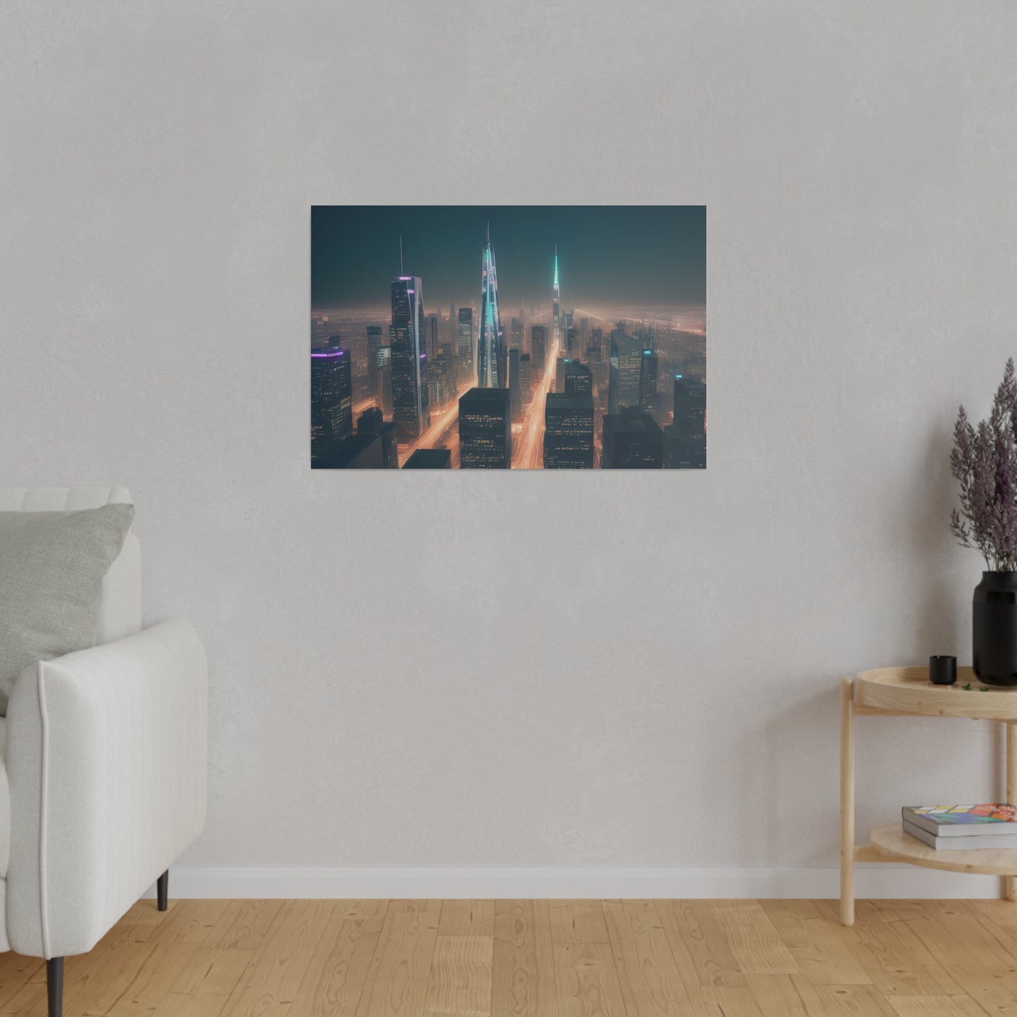 City Lights, Wall Art, Matte Canvas, Stretched, 0.75"