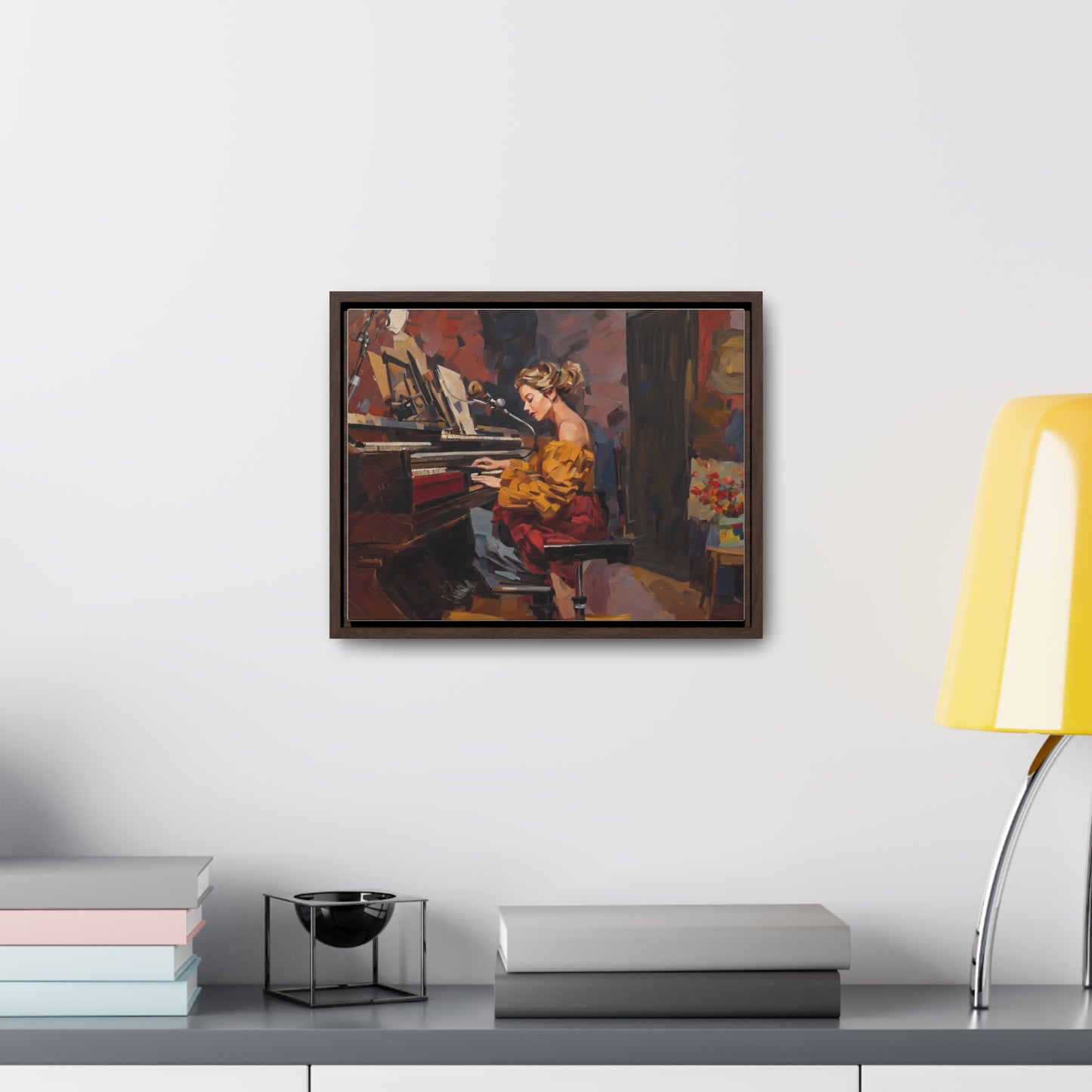 Woman playing piano, Wall Art, Gallery Canvas Wraps, Horizontal Frame