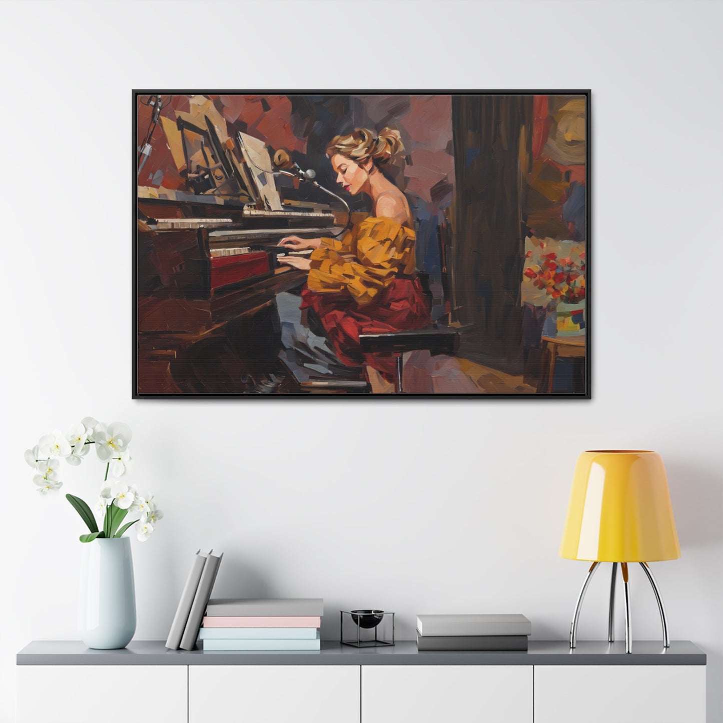 Woman playing piano, Wall Art, Gallery Canvas Wraps, Horizontal Frame