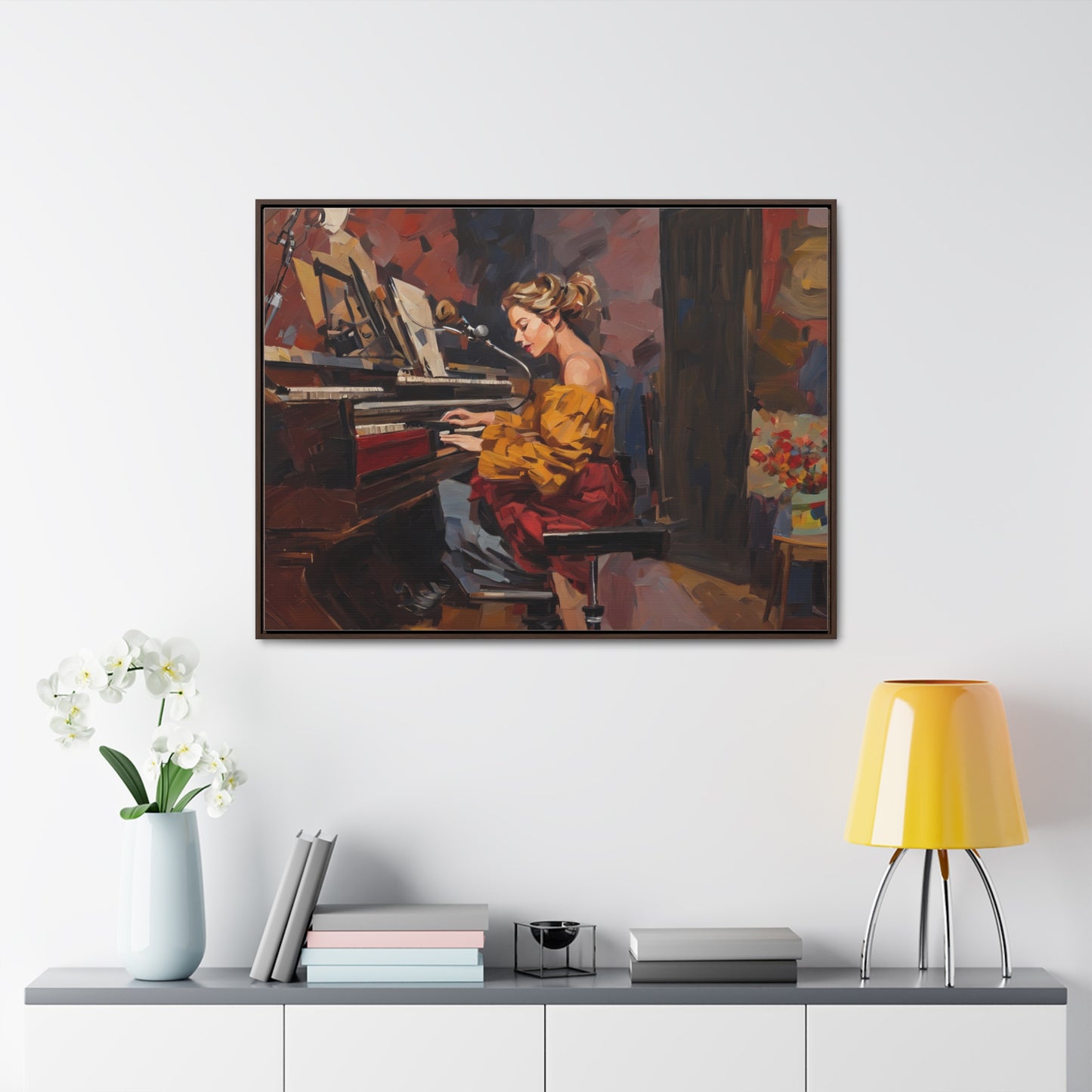 Woman playing piano, Wall Art, Gallery Canvas Wraps, Horizontal Frame