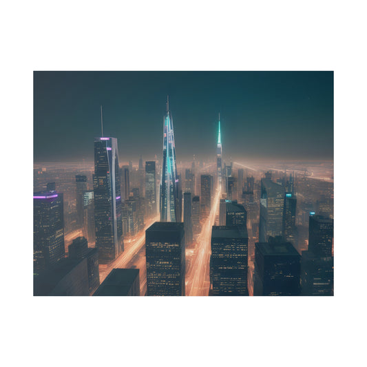 City Lights, Wall Art, Matte Canvas, Stretched, 0.75"