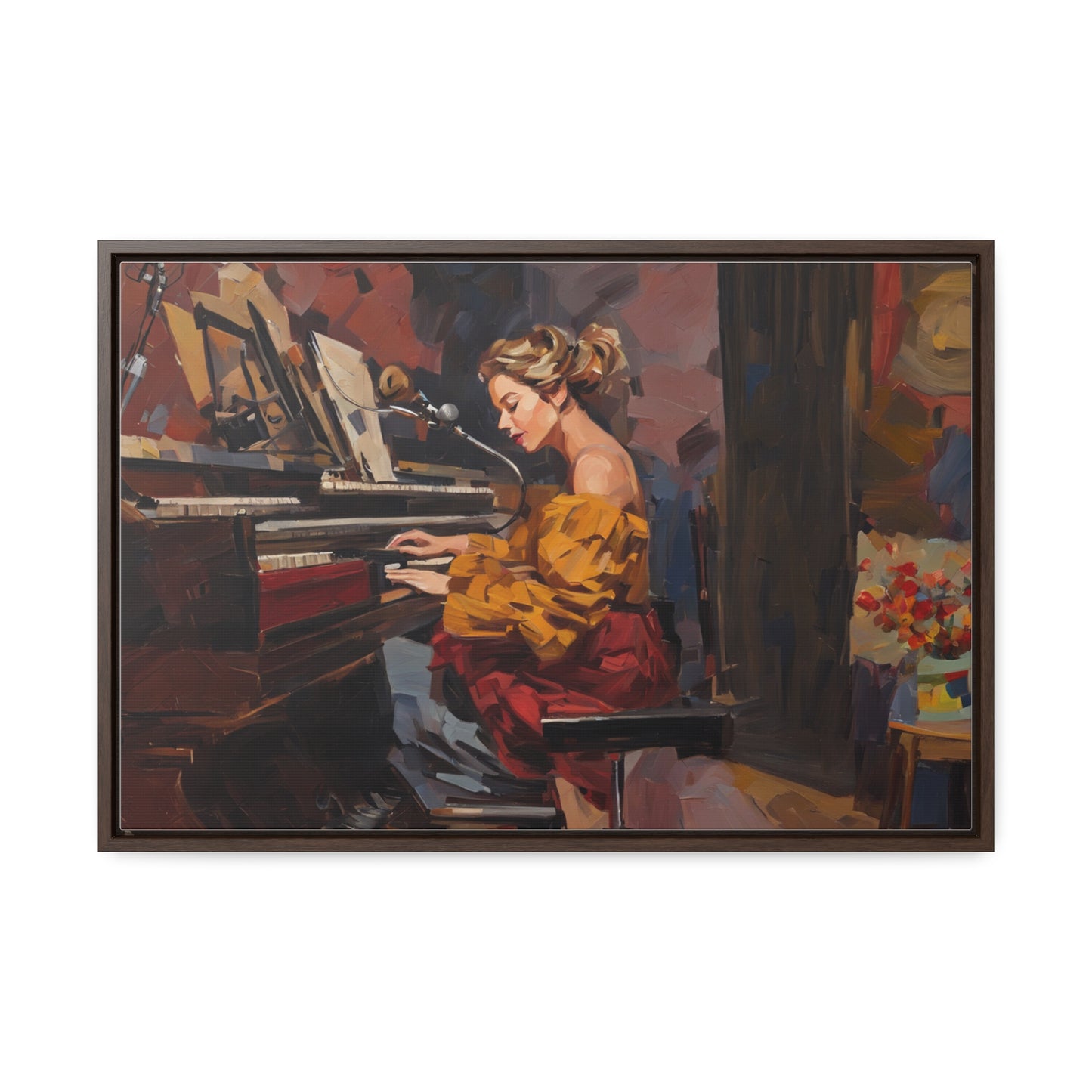 Woman playing piano, Wall Art, Gallery Canvas Wraps, Horizontal Frame