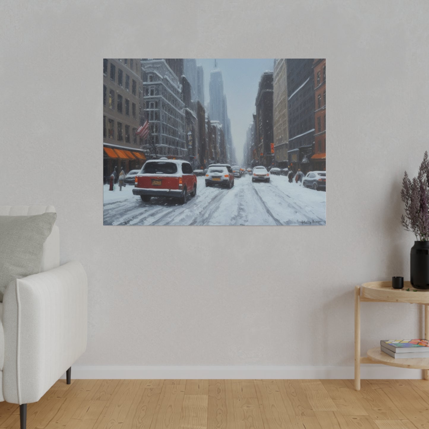 Snowy City, Wall Art, Matte Canvas, Stretched, 0.75"