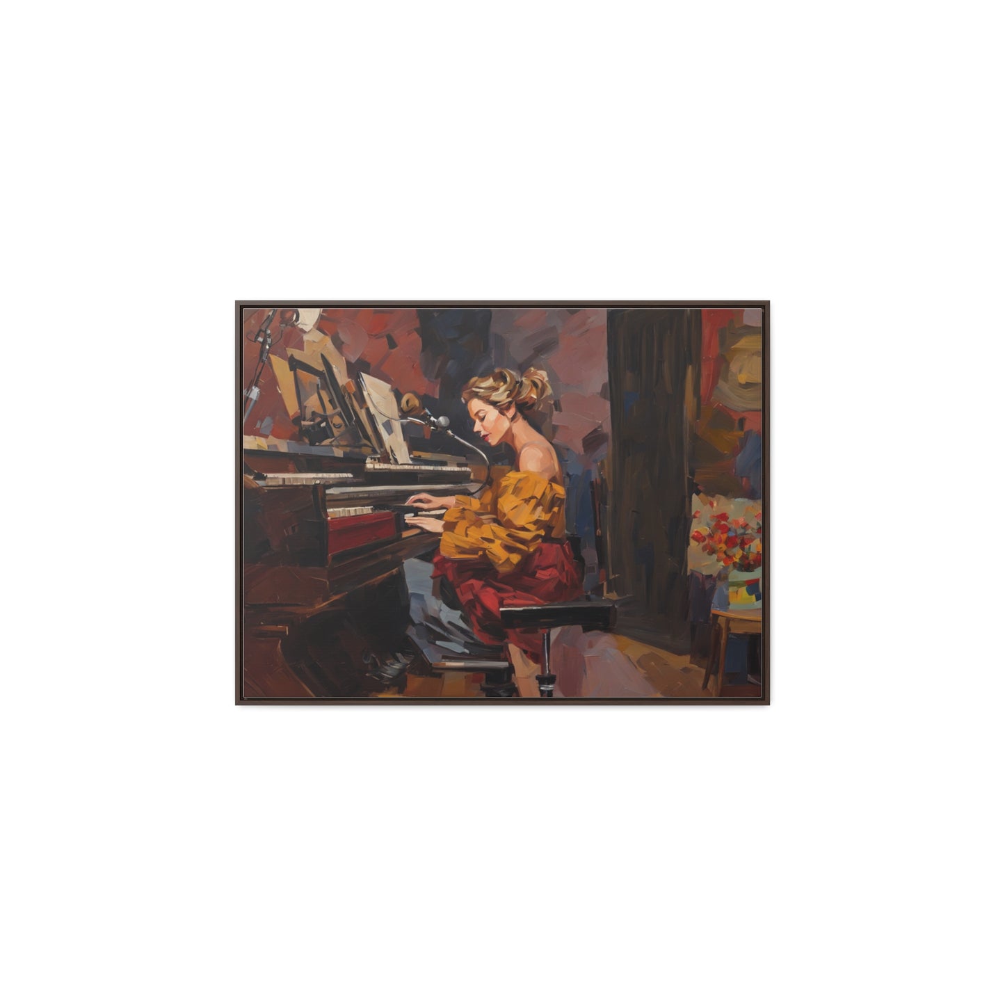 Woman playing piano, Wall Art, Gallery Canvas Wraps, Horizontal Frame