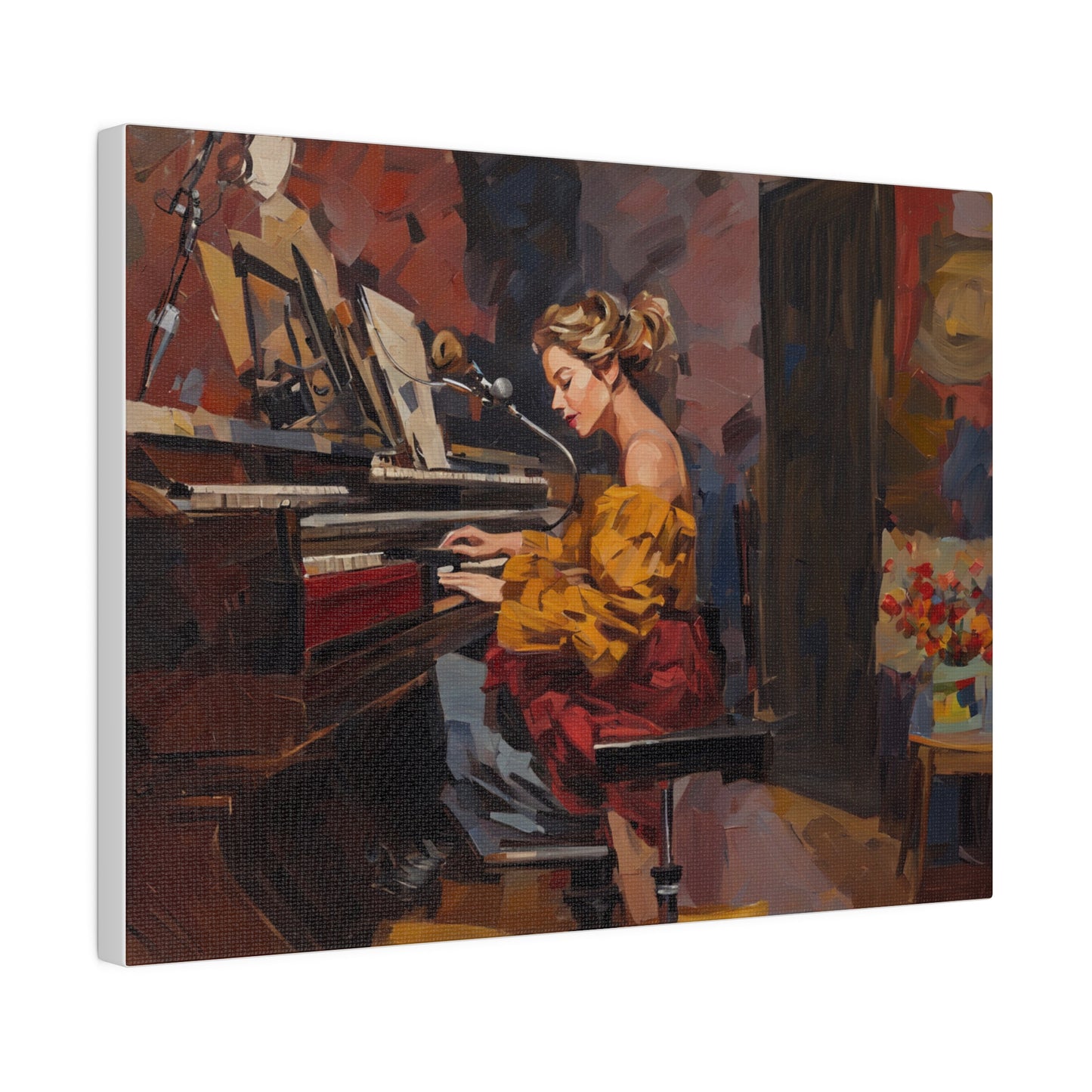 Woman playing piano, Wall Art, Matte Canvas, Stretched, 0.75"