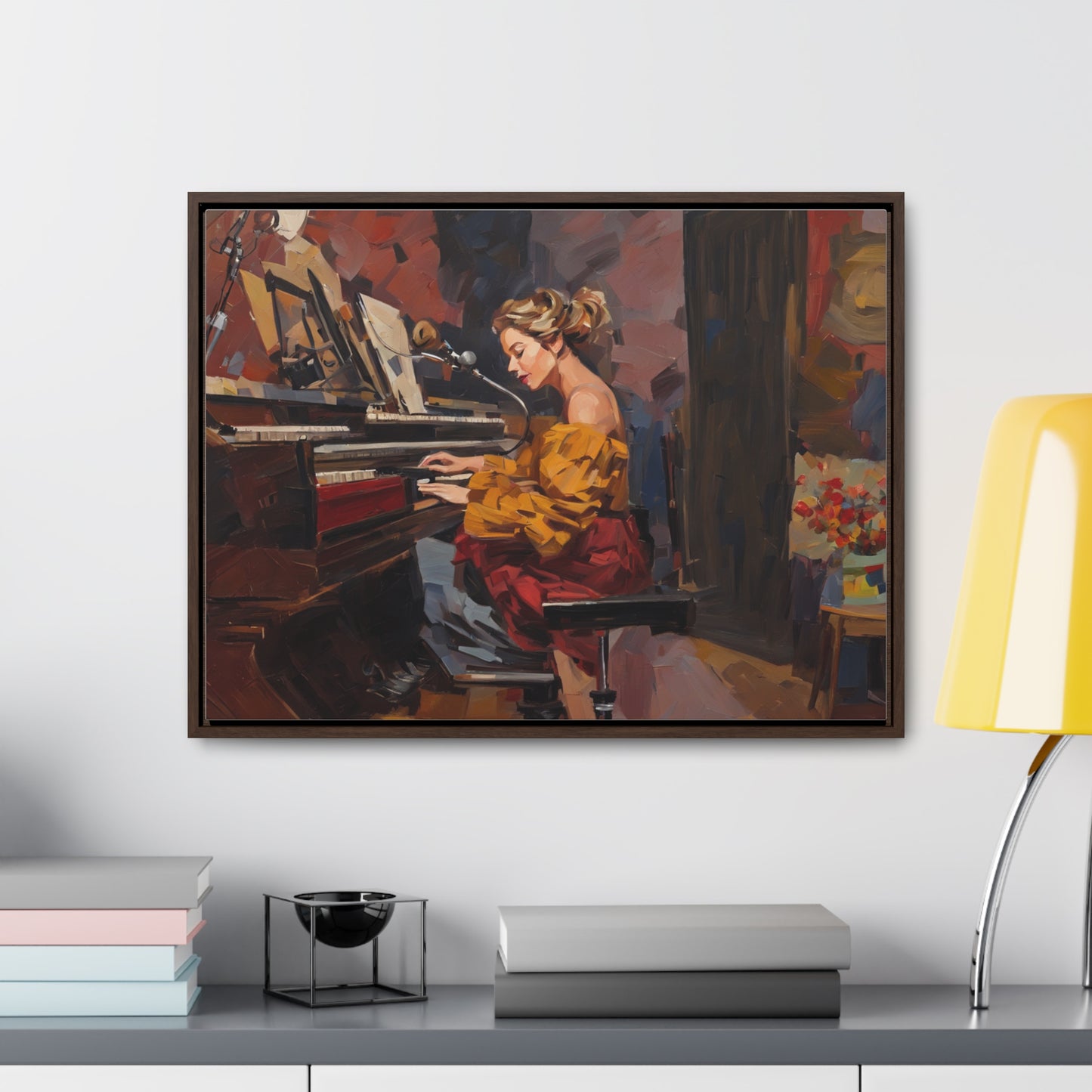 Woman playing piano, Wall Art, Gallery Canvas Wraps, Horizontal Frame