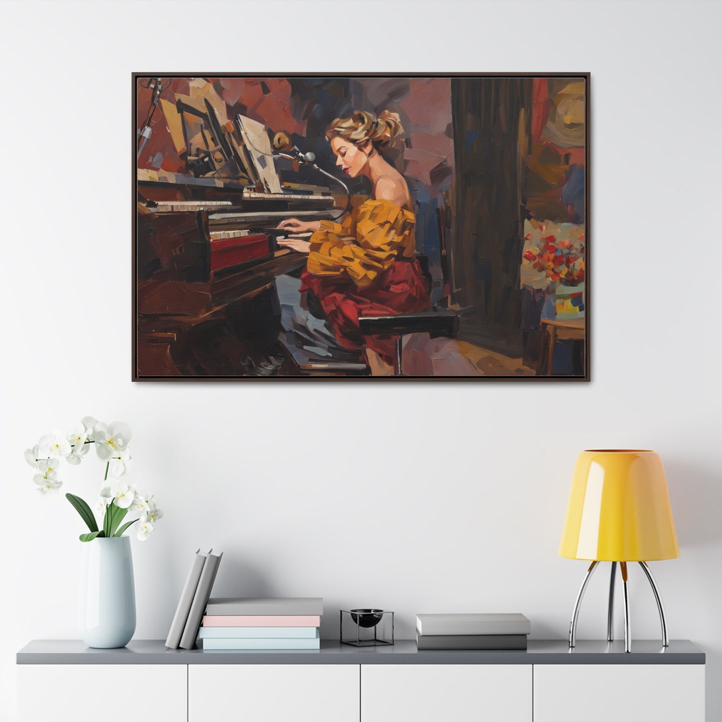 Woman playing piano, Wall Art, Gallery Canvas Wraps, Horizontal Frame