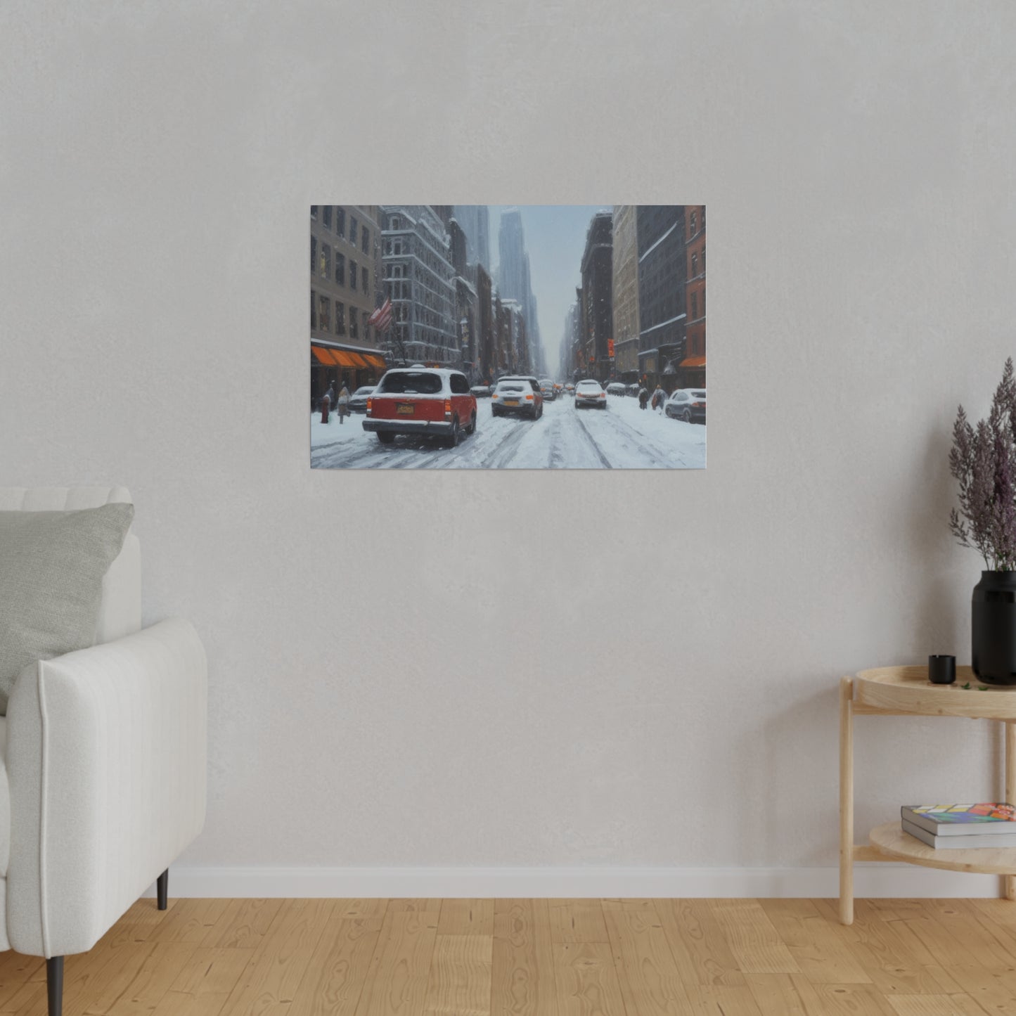 Snowy City, Wall Art, Matte Canvas, Stretched, 0.75"