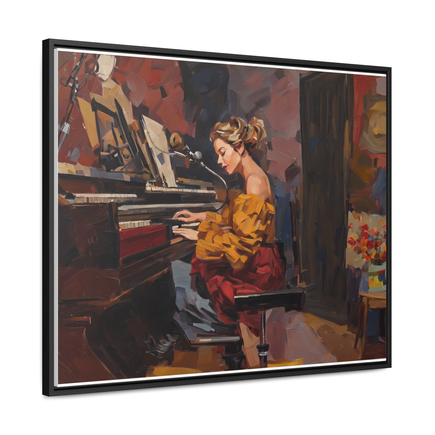 Woman playing piano, Wall Art, Gallery Canvas Wraps, Horizontal Frame