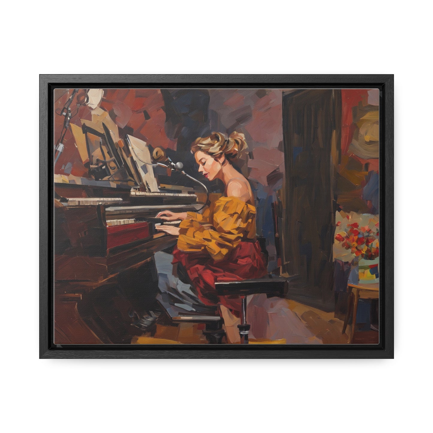 Woman playing piano, Wall Art, Gallery Canvas Wraps, Horizontal Frame