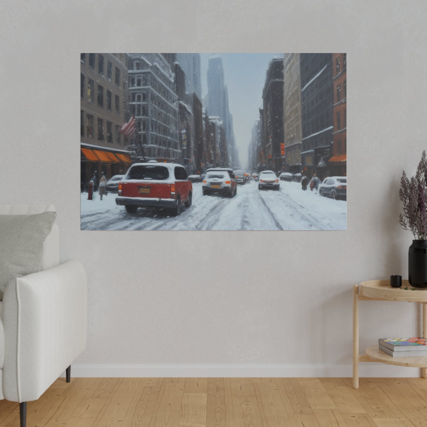 Snowy City, Wall Art, Matte Canvas, Stretched, 0.75"