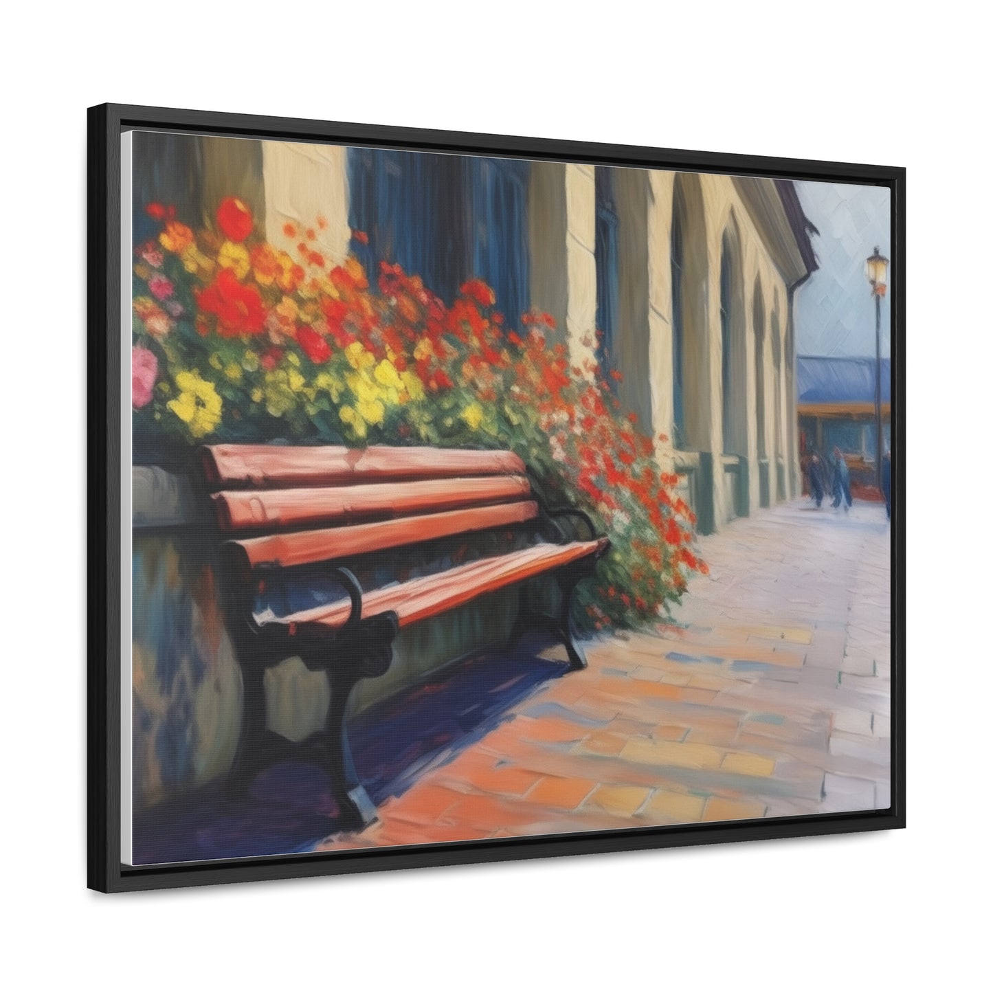 Bench Flowers, Wall Art, Gallery Canvas Wraps, Horizontal Frame