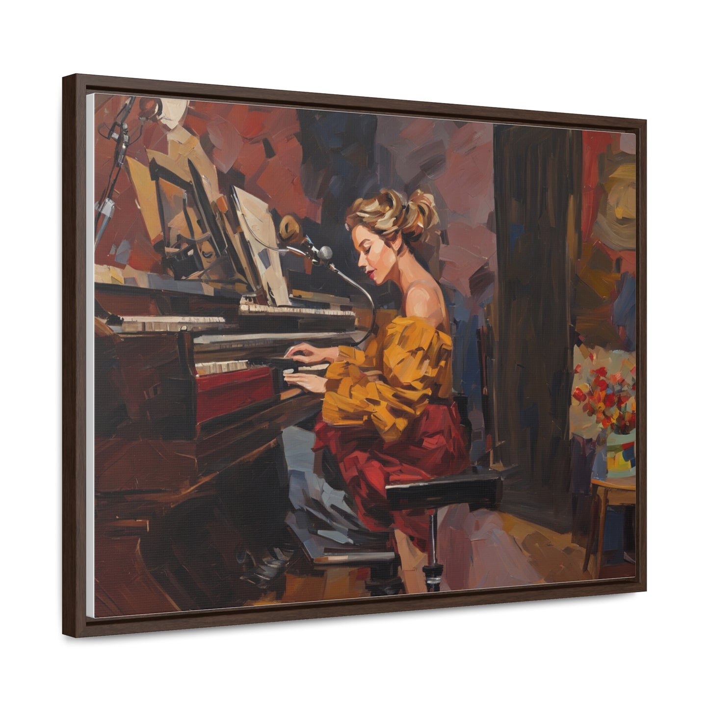 Woman playing piano, Wall Art, Gallery Canvas Wraps, Horizontal Frame