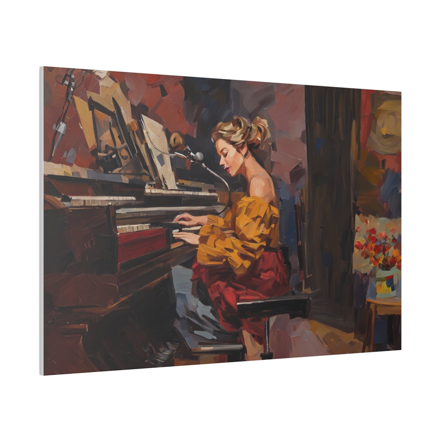 Woman playing piano, Wall Art, Matte Canvas, Stretched, 0.75"