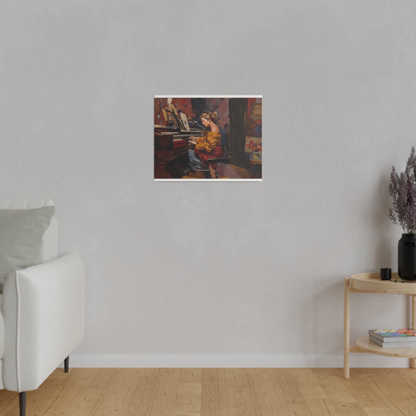 Woman playing piano, Wall Art, Matte Canvas, Stretched, 0.75"