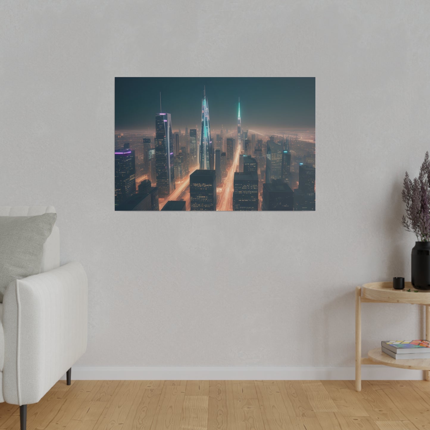 City Lights, Wall Art, Matte Canvas, Stretched, 0.75"