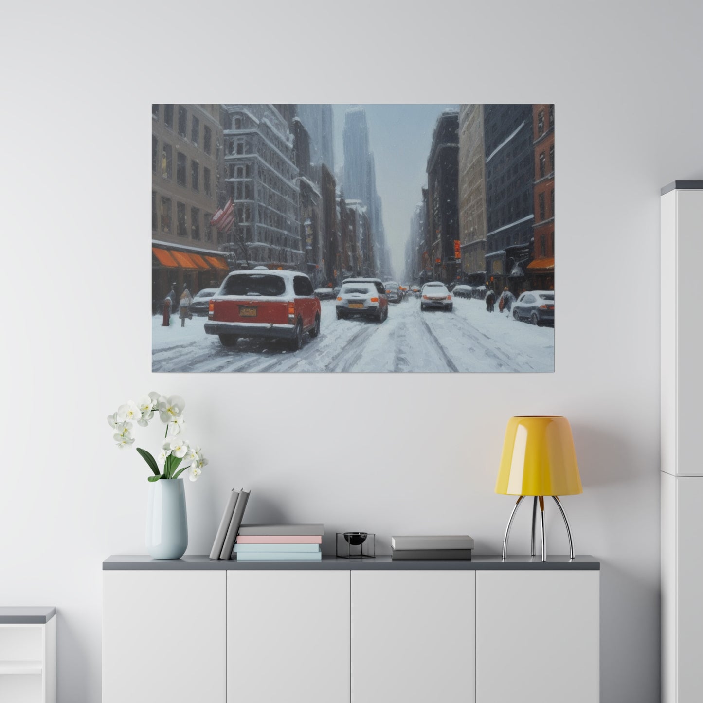 Snowy City, Wall Art, Matte Canvas, Stretched, 0.75"