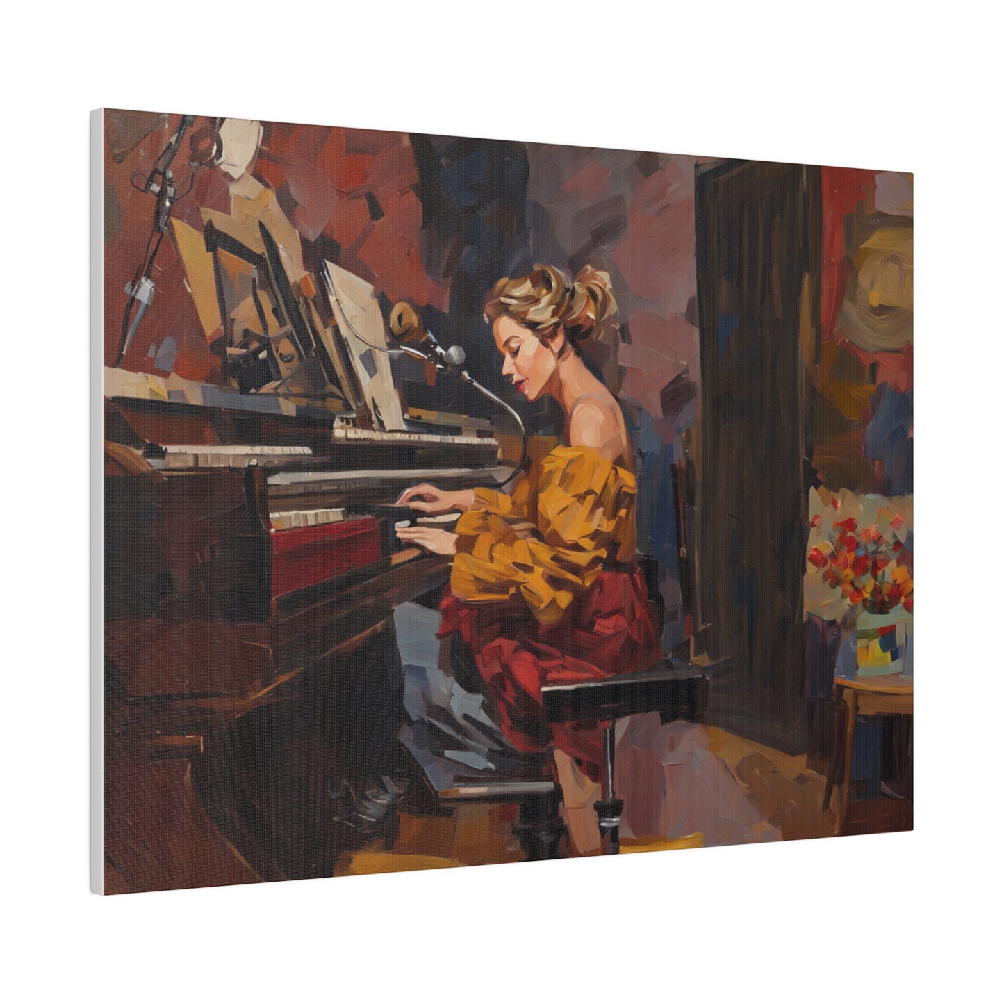 Woman playing piano, Wall Art, Matte Canvas, Stretched, 0.75"