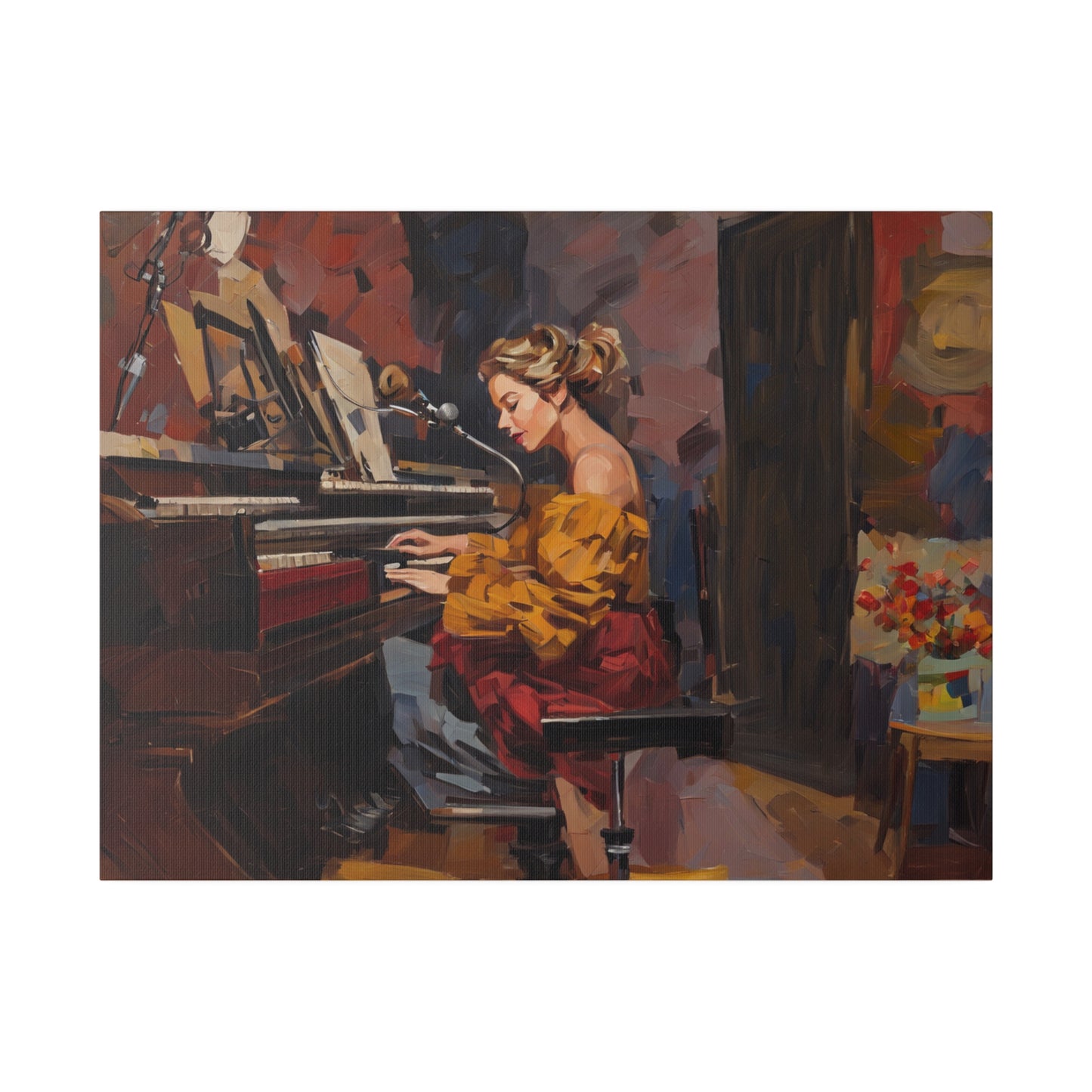 Woman playing piano, Wall Art, Matte Canvas, Stretched, 0.75"