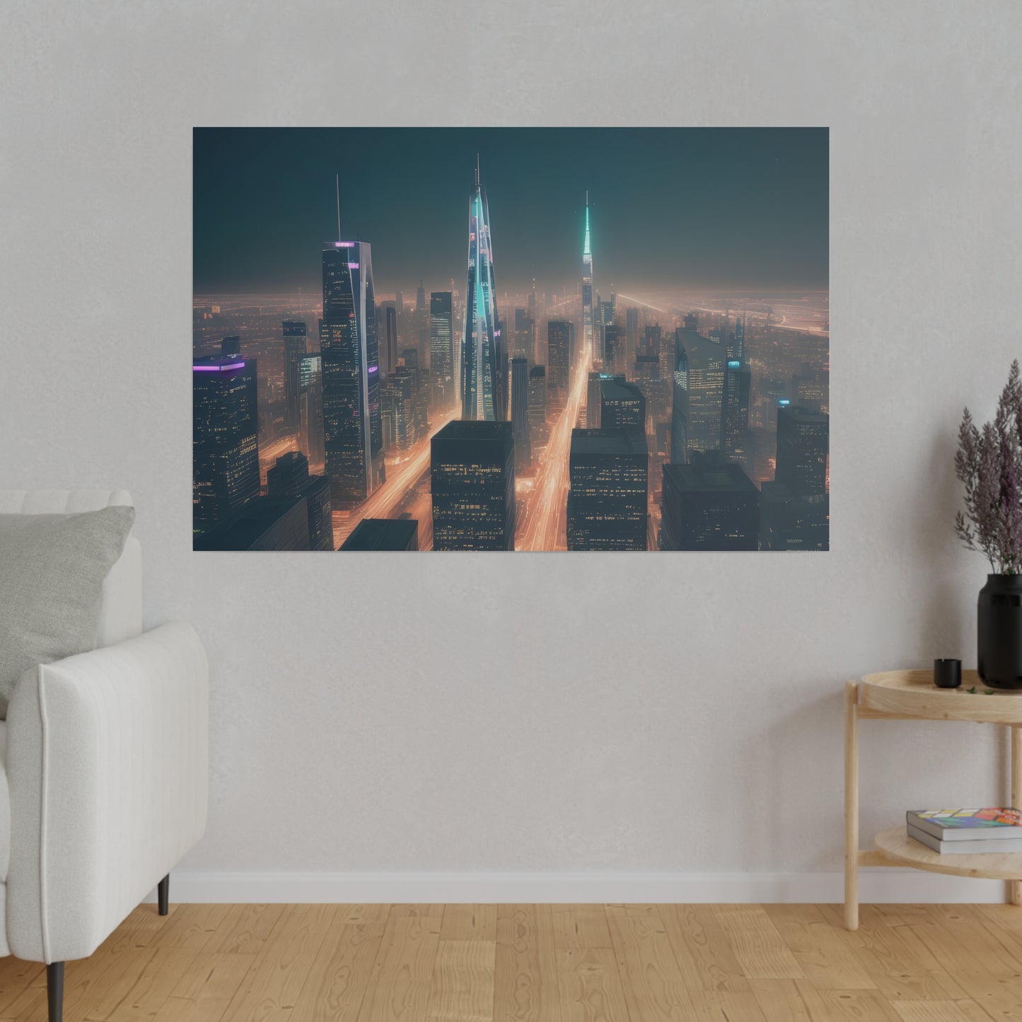 City Lights, Wall Art, Matte Canvas, Stretched, 0.75"