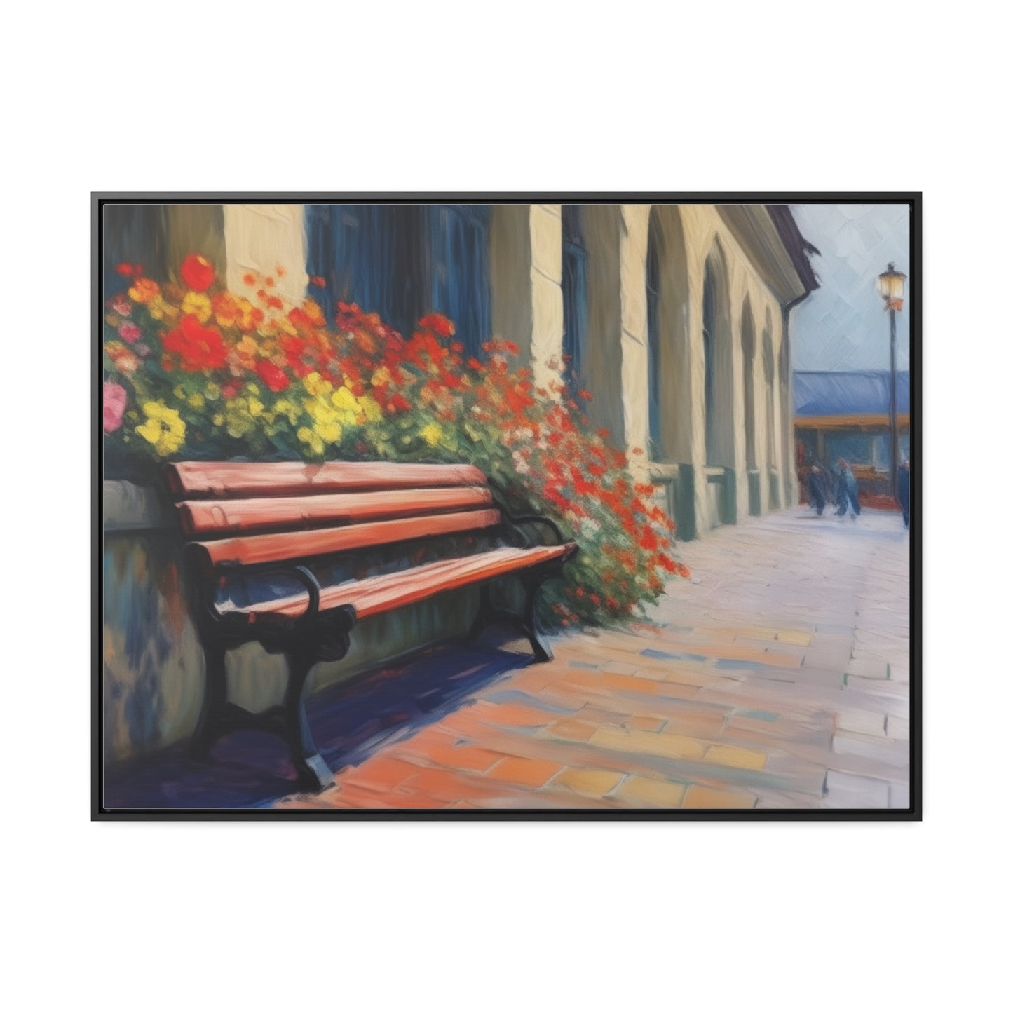 Bench Flowers, Wall Art, Gallery Canvas Wraps, Horizontal Frame