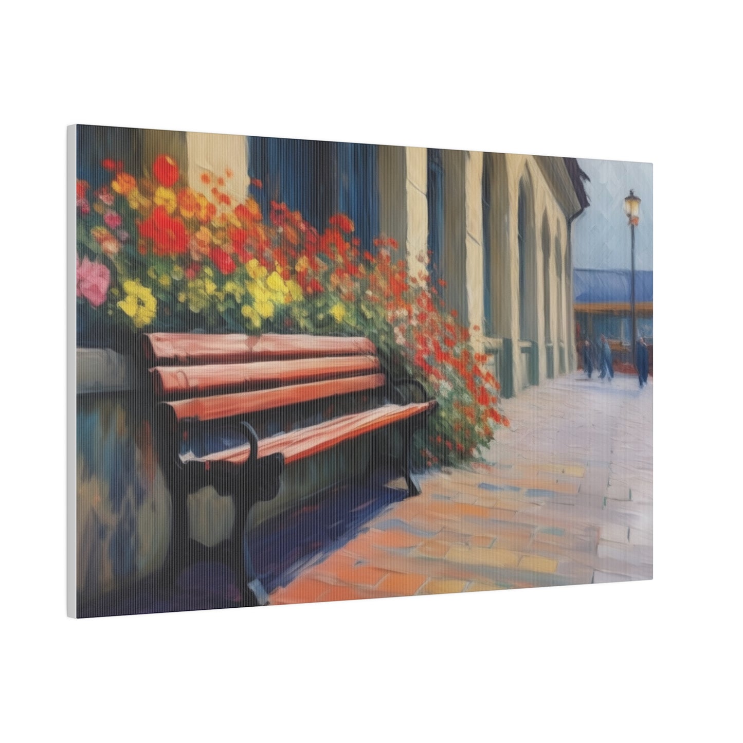 Bench Flowers, Wall Art, Matte Canvas, Stretched, 0.75"