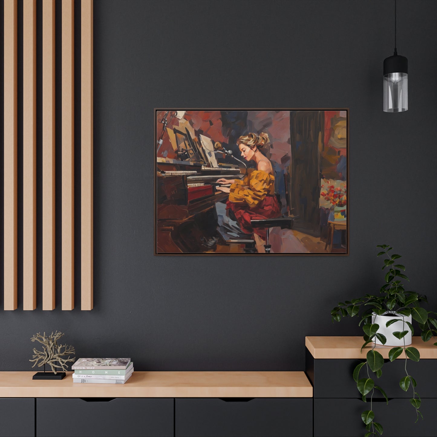 Woman playing piano, Wall Art, Gallery Canvas Wraps, Horizontal Frame