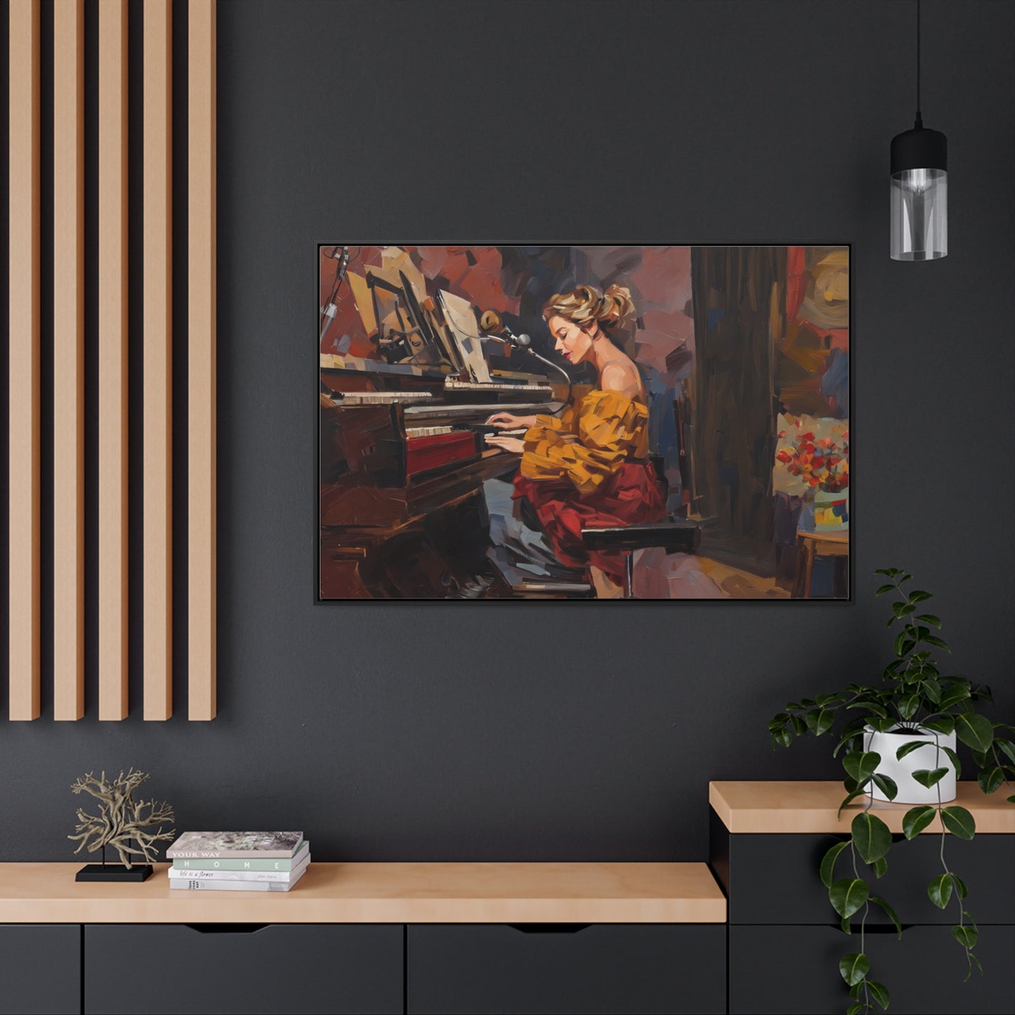 Woman playing piano, Wall Art, Gallery Canvas Wraps, Horizontal Frame