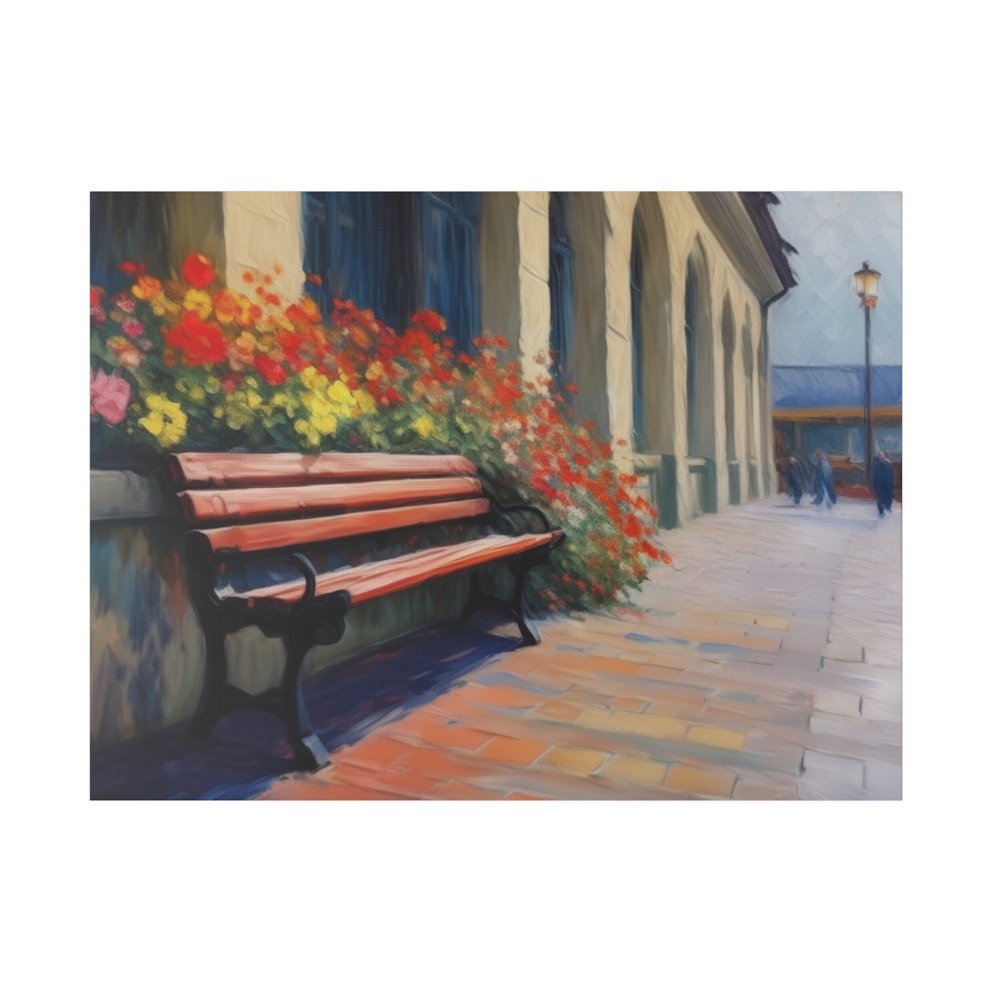 Bench Flowers, Wall Art, Matte Canvas, Stretched, 0.75"