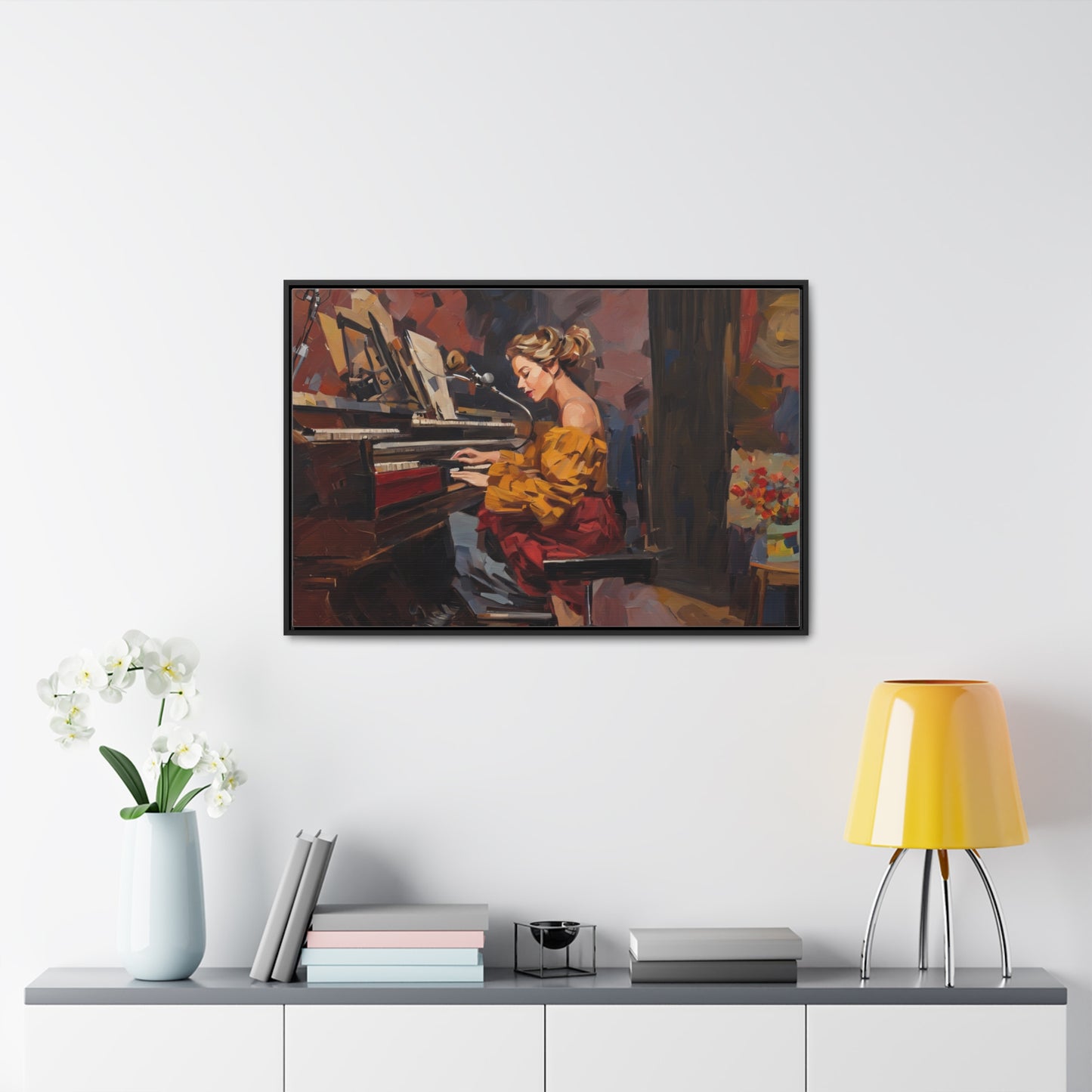 Woman playing piano, Wall Art, Gallery Canvas Wraps, Horizontal Frame