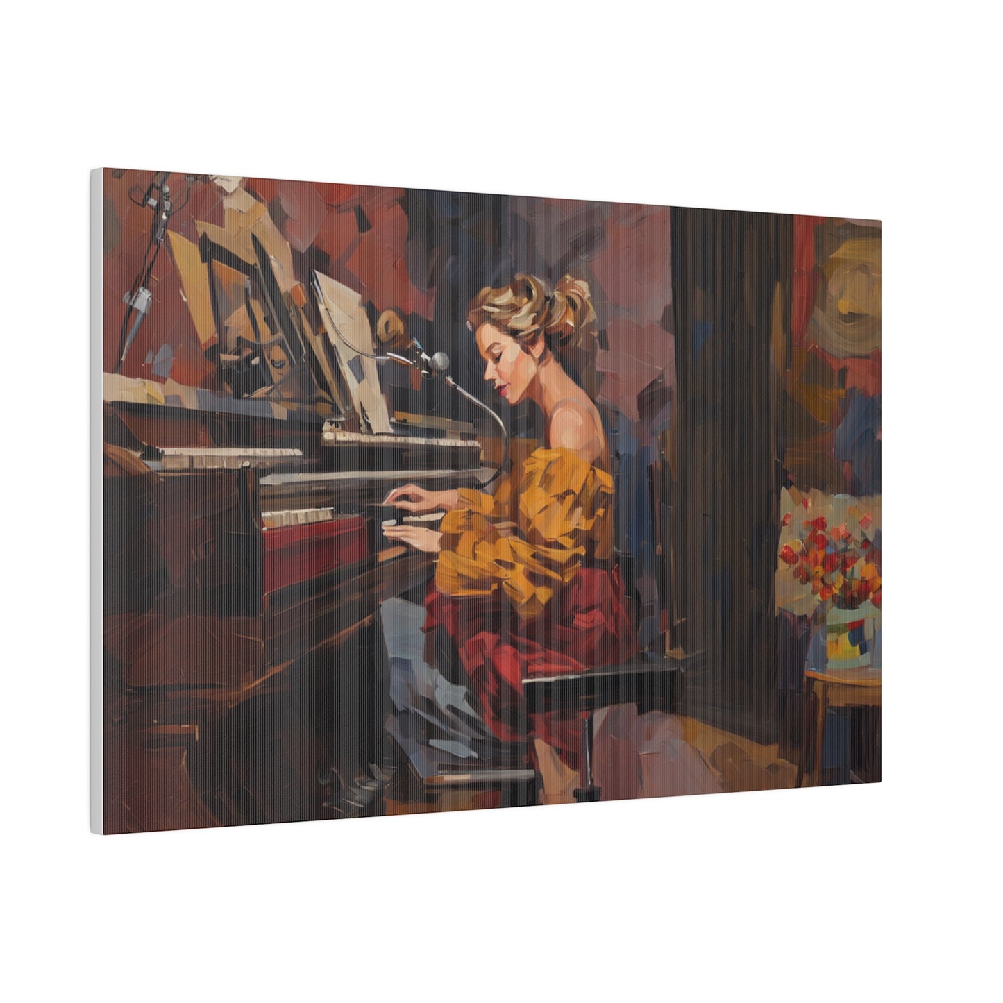 Woman playing piano, Wall Art, Matte Canvas, Stretched, 0.75"