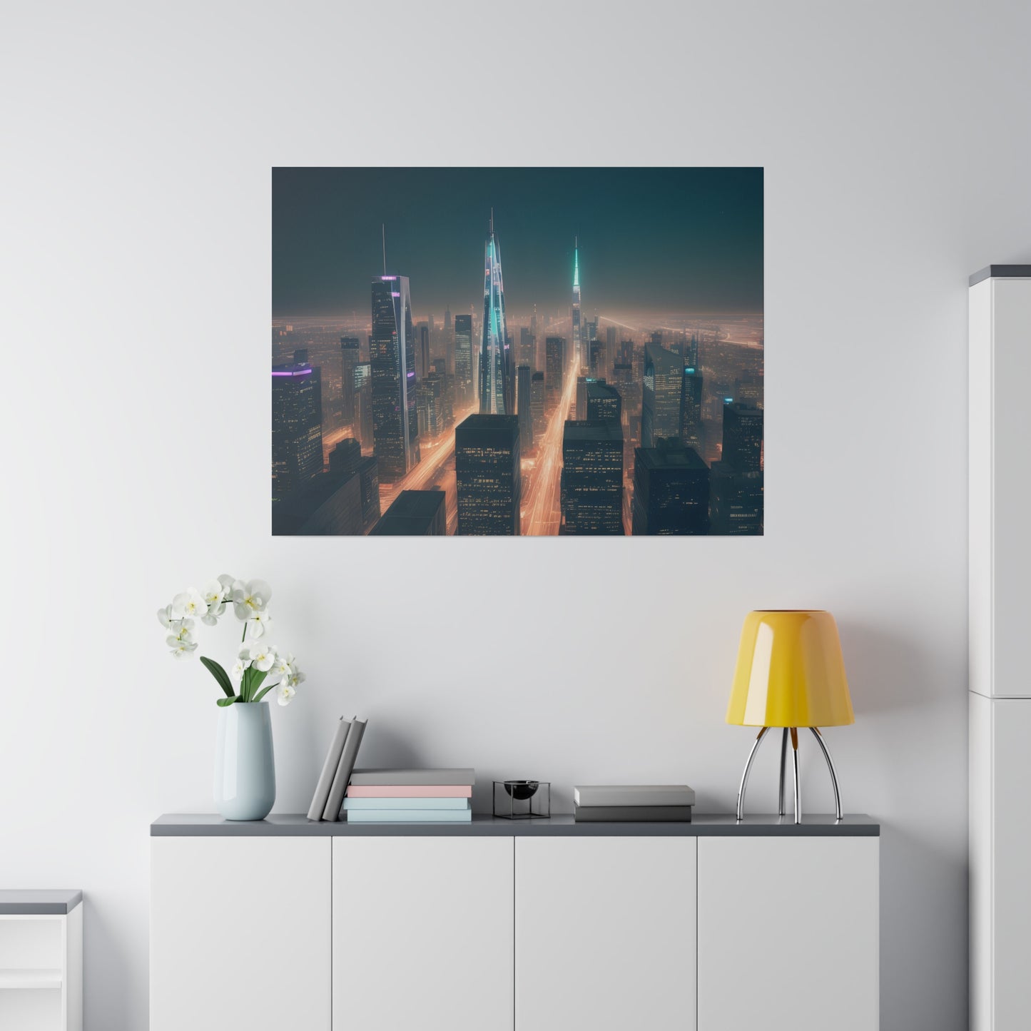 City Lights, Wall Art, Matte Canvas, Stretched, 0.75"