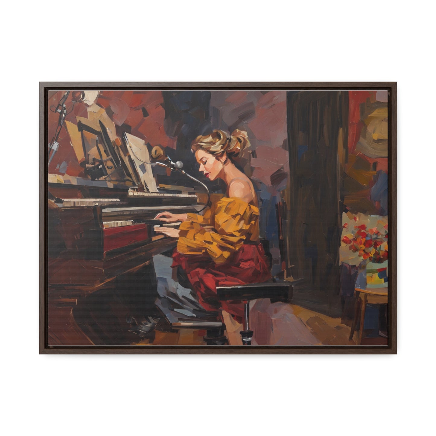 Woman playing piano, Wall Art, Gallery Canvas Wraps, Horizontal Frame