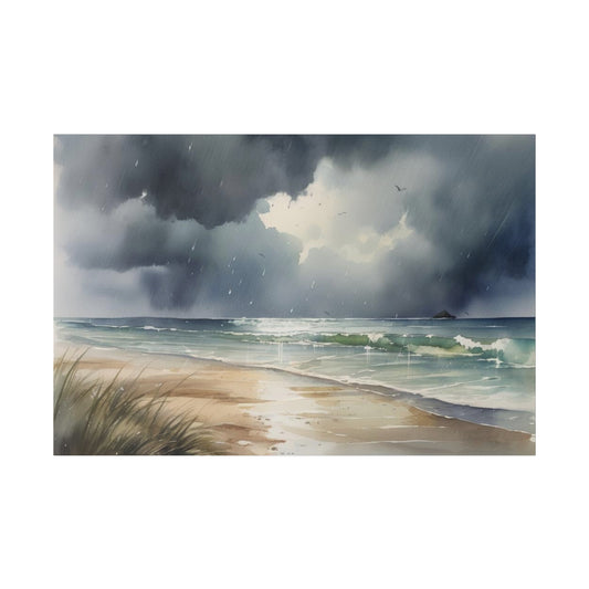 Rainy Beach Day, Wall Art, Matte Canvas, Stretched, 0.75"