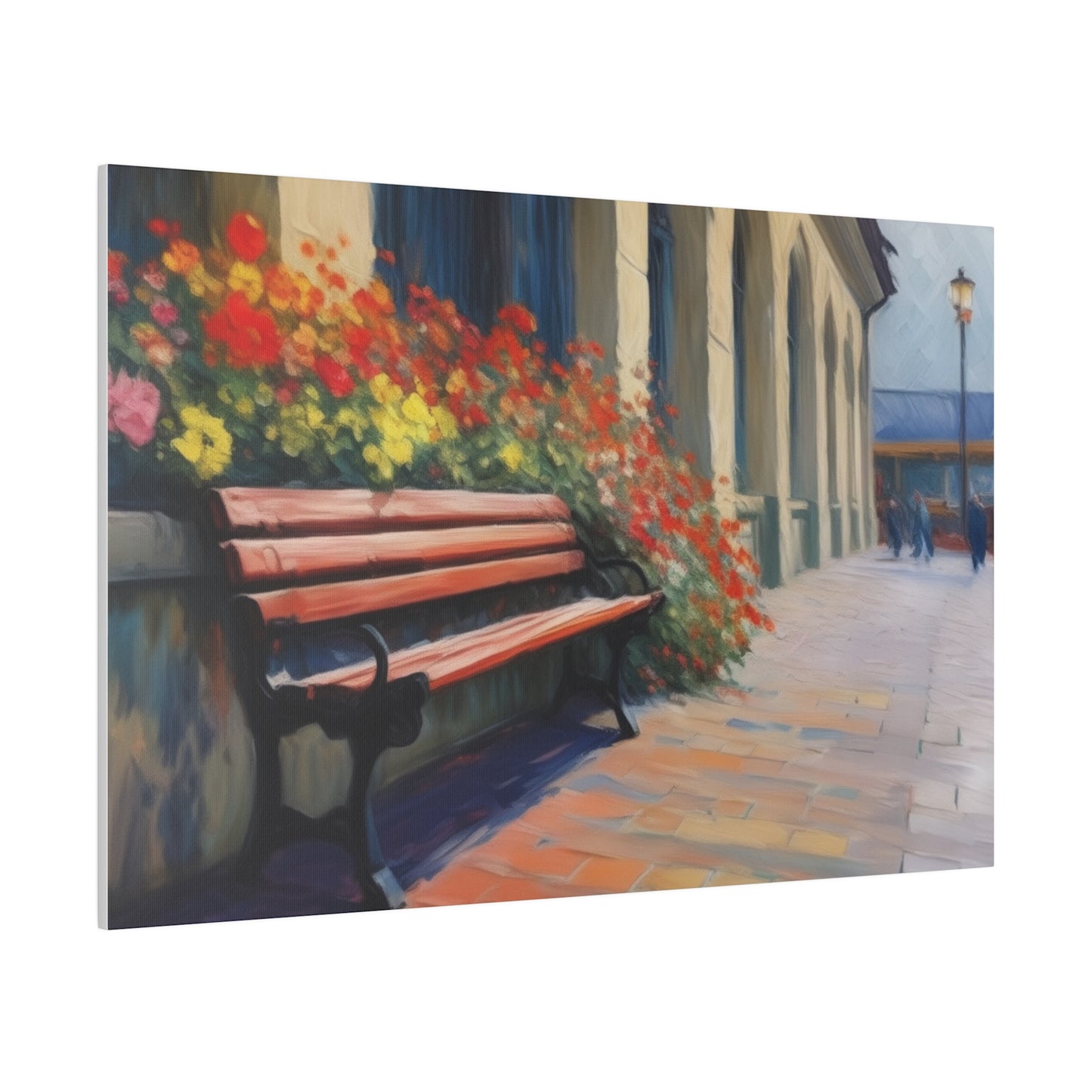 Bench Flowers, Wall Art, Matte Canvas, Stretched, 0.75"