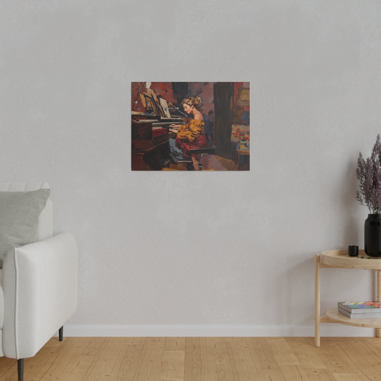 Woman playing piano, Wall Art, Matte Canvas, Stretched, 0.75"