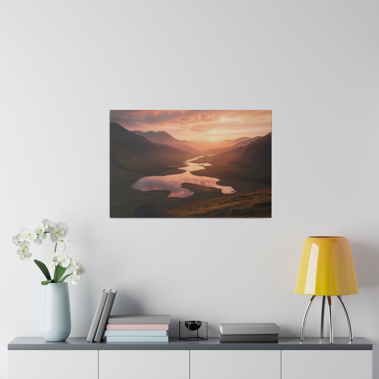 Wall Art, Mountain Valley, Matte Canvas, Stretched, 0.75"