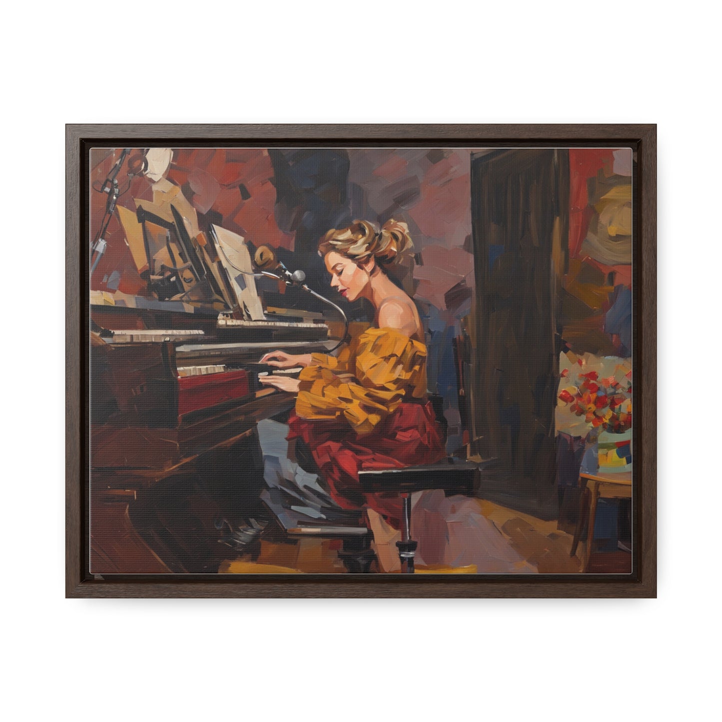 Woman playing piano, Wall Art, Gallery Canvas Wraps, Horizontal Frame