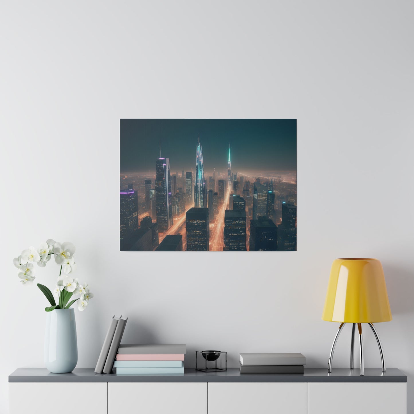 City Lights, Wall Art, Matte Canvas, Stretched, 0.75"