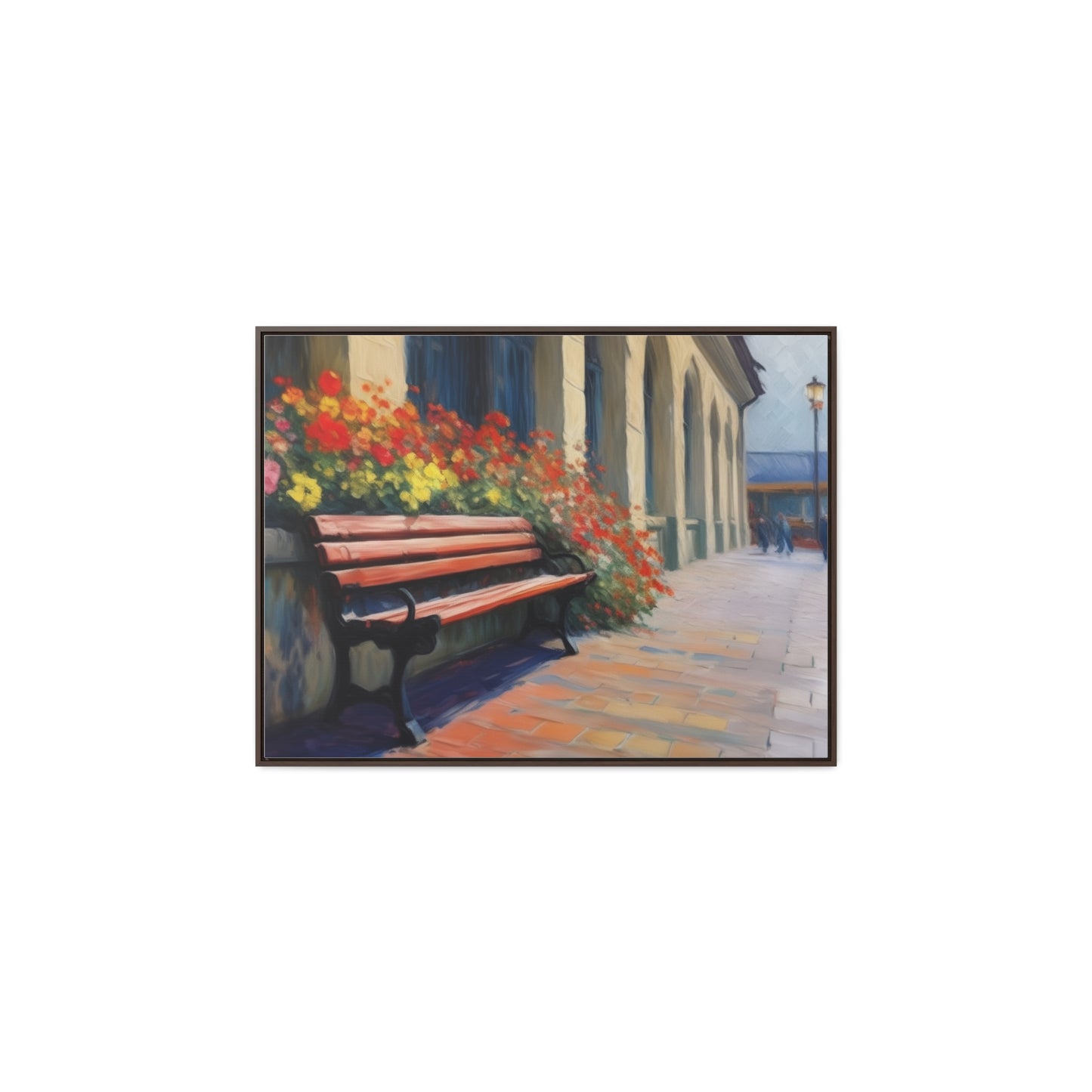 Bench Flowers, Wall Art, Gallery Canvas Wraps, Horizontal Frame