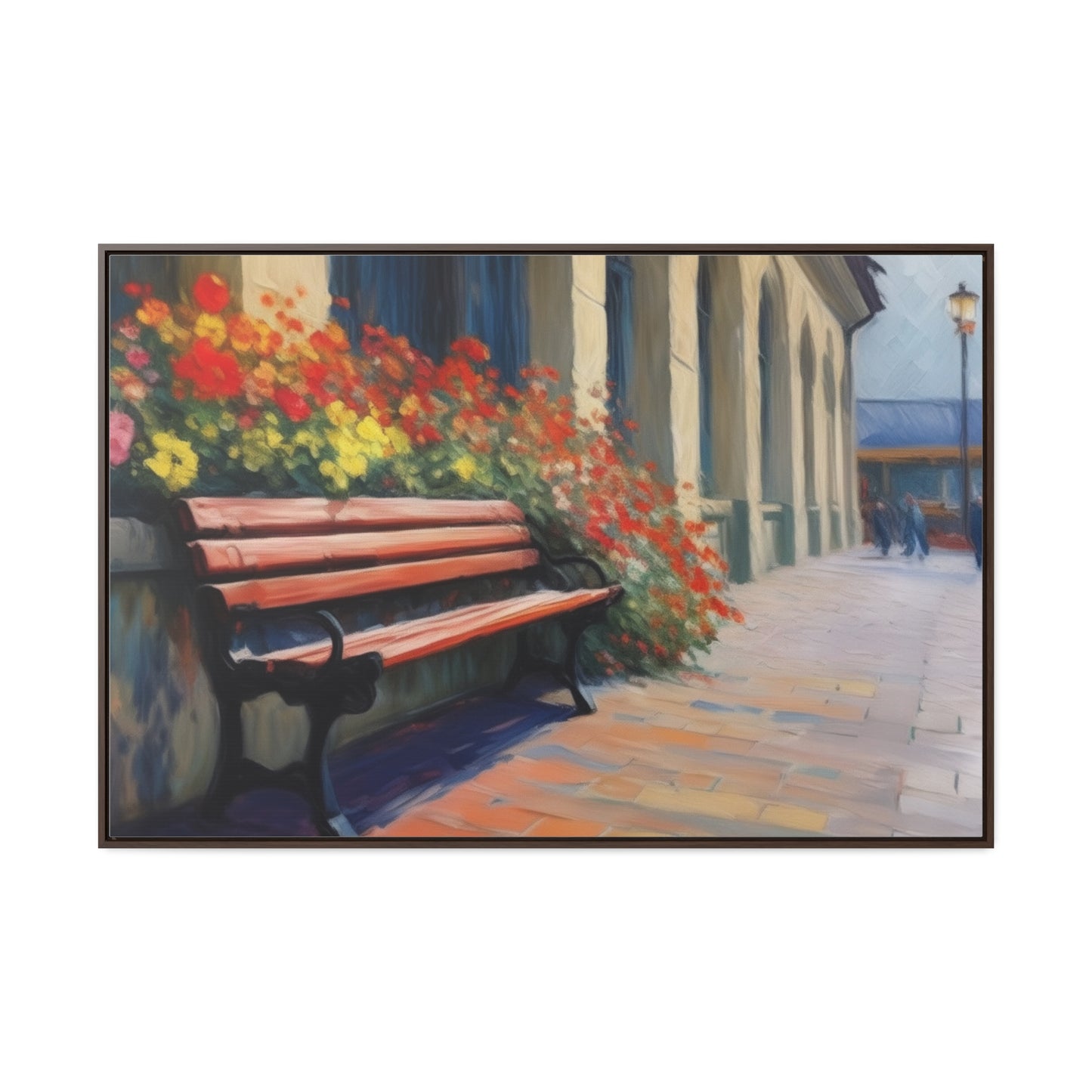 Bench Flowers, Wall Art, Gallery Canvas Wraps, Horizontal Frame