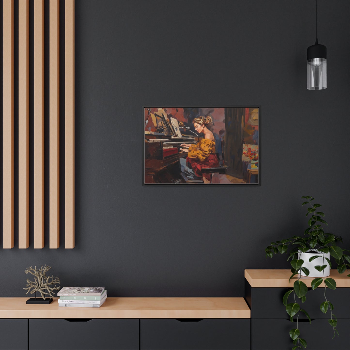 Woman playing piano, Wall Art, Gallery Canvas Wraps, Horizontal Frame